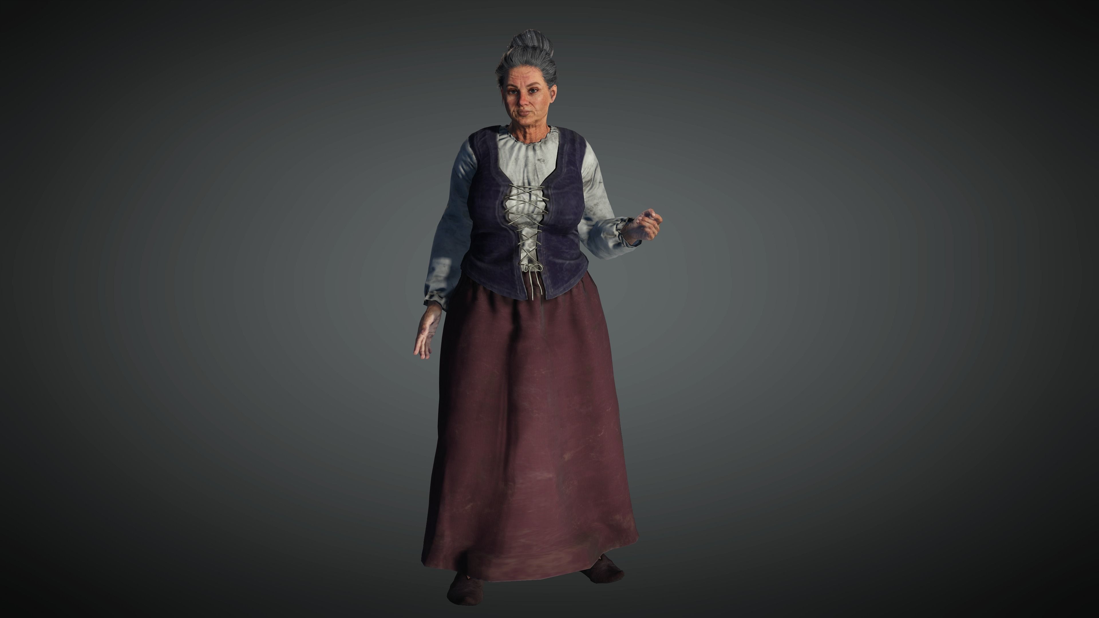 AAA Medieval Female Character 04 Low-poly 3D model_11