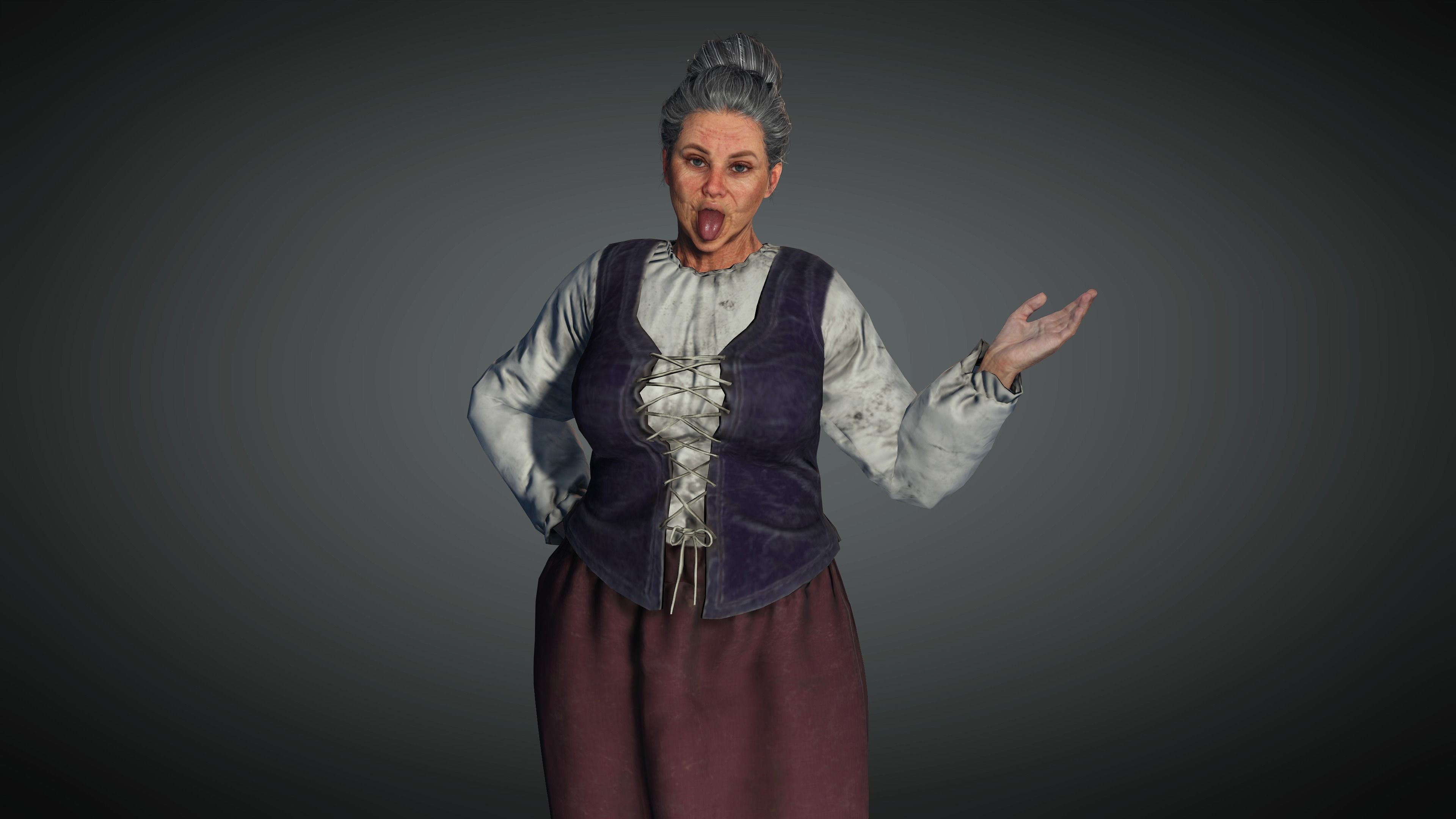 AAA Medieval Female Character 04 Low-poly 3D model_16