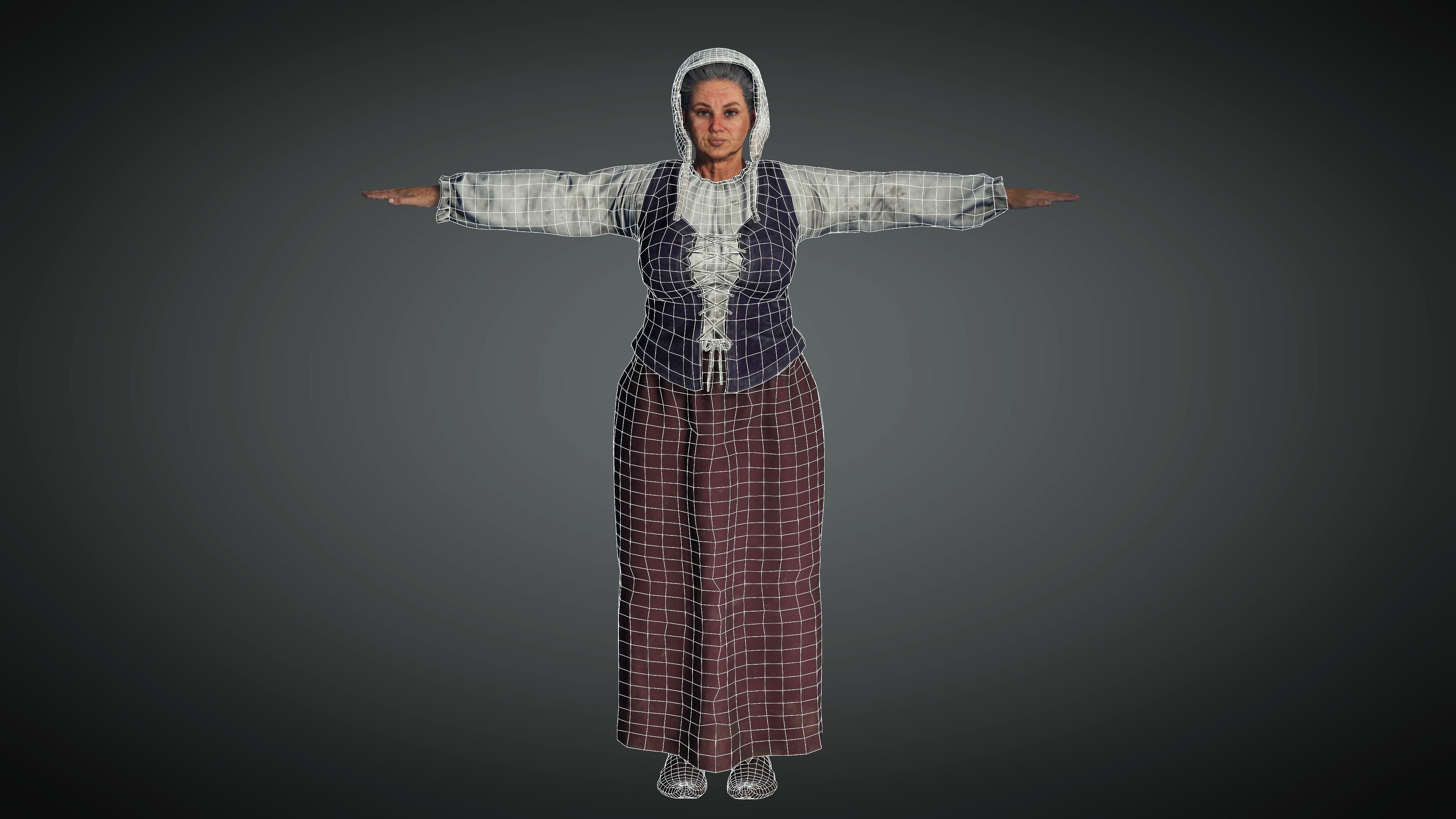AAA Medieval Female Character 04 Low-poly 3D model_17