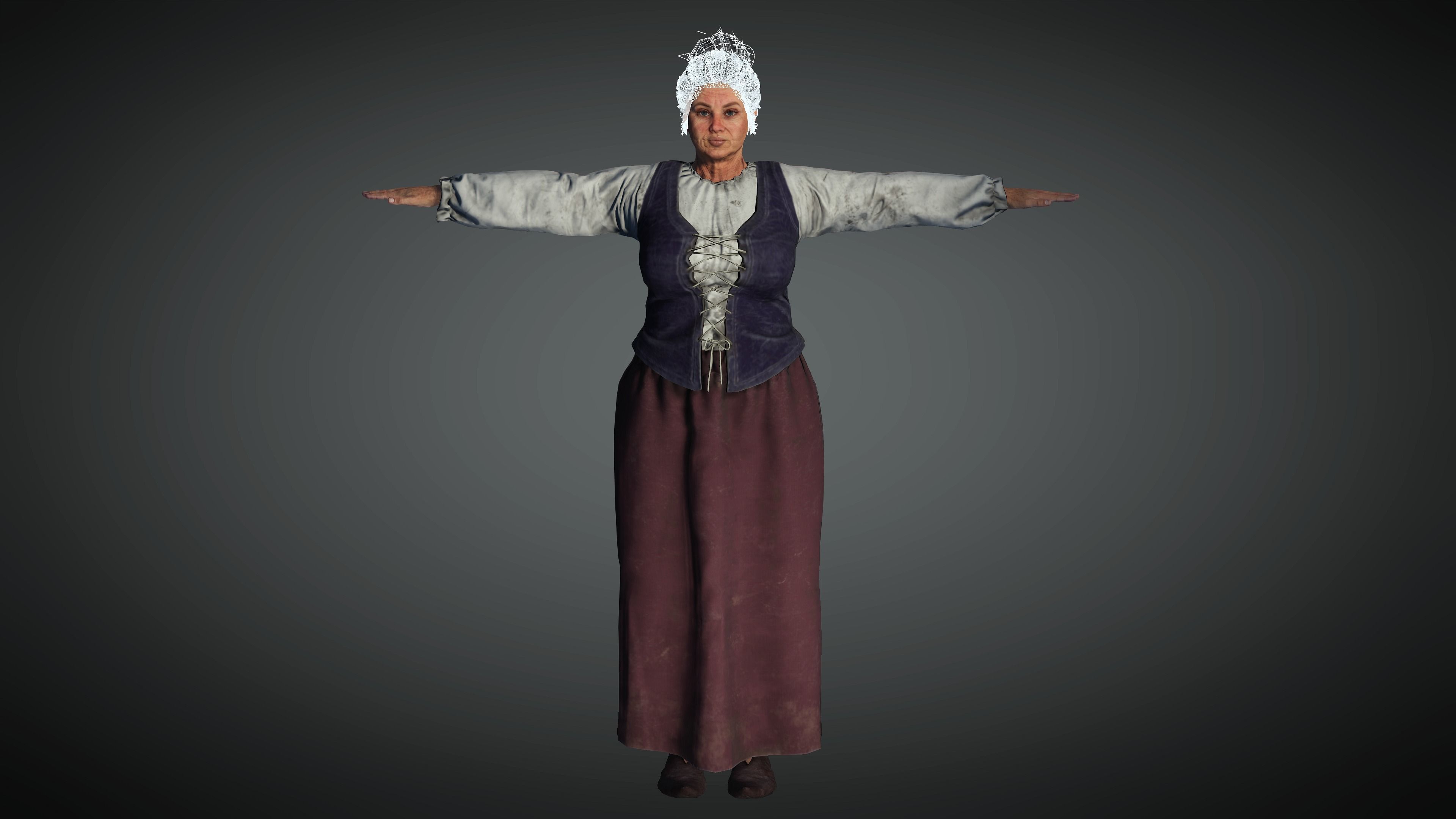 AAA Medieval Female Character 04 Low-poly 3D model_19