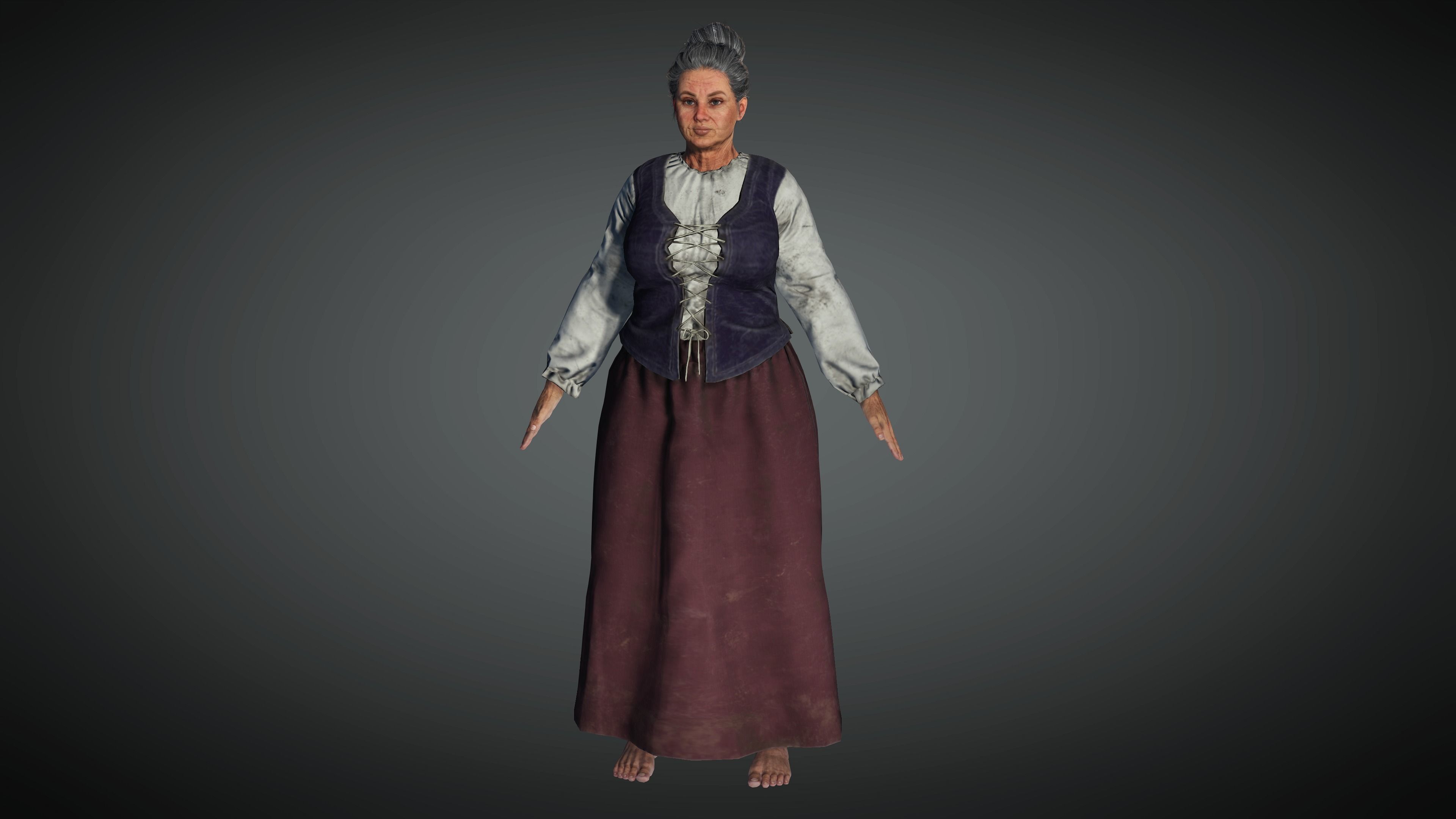 AAA Medieval Female Character 04 Low-poly 3D model_5