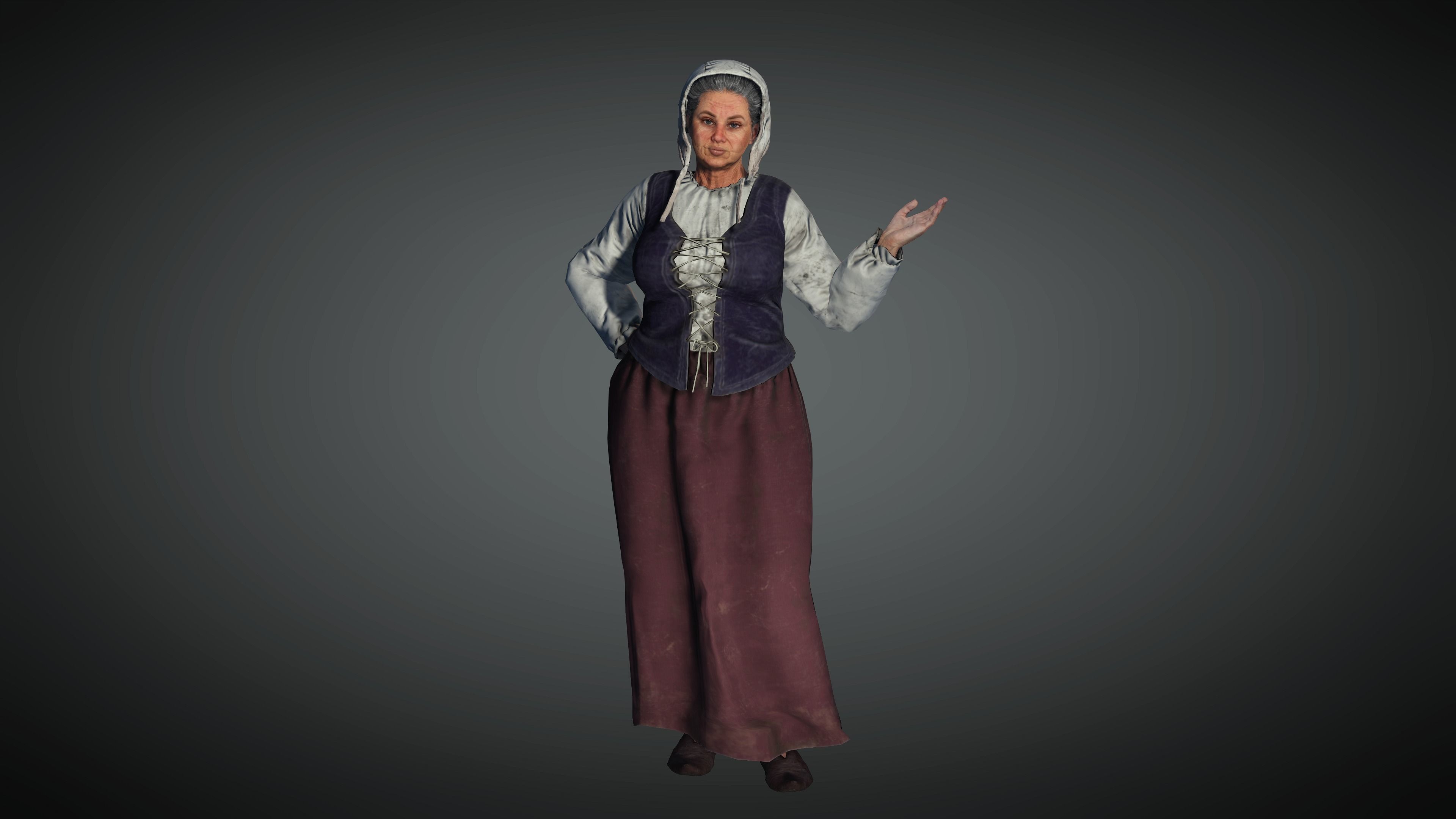 AAA Medieval Female Character 04 Low-poly 3D model_12