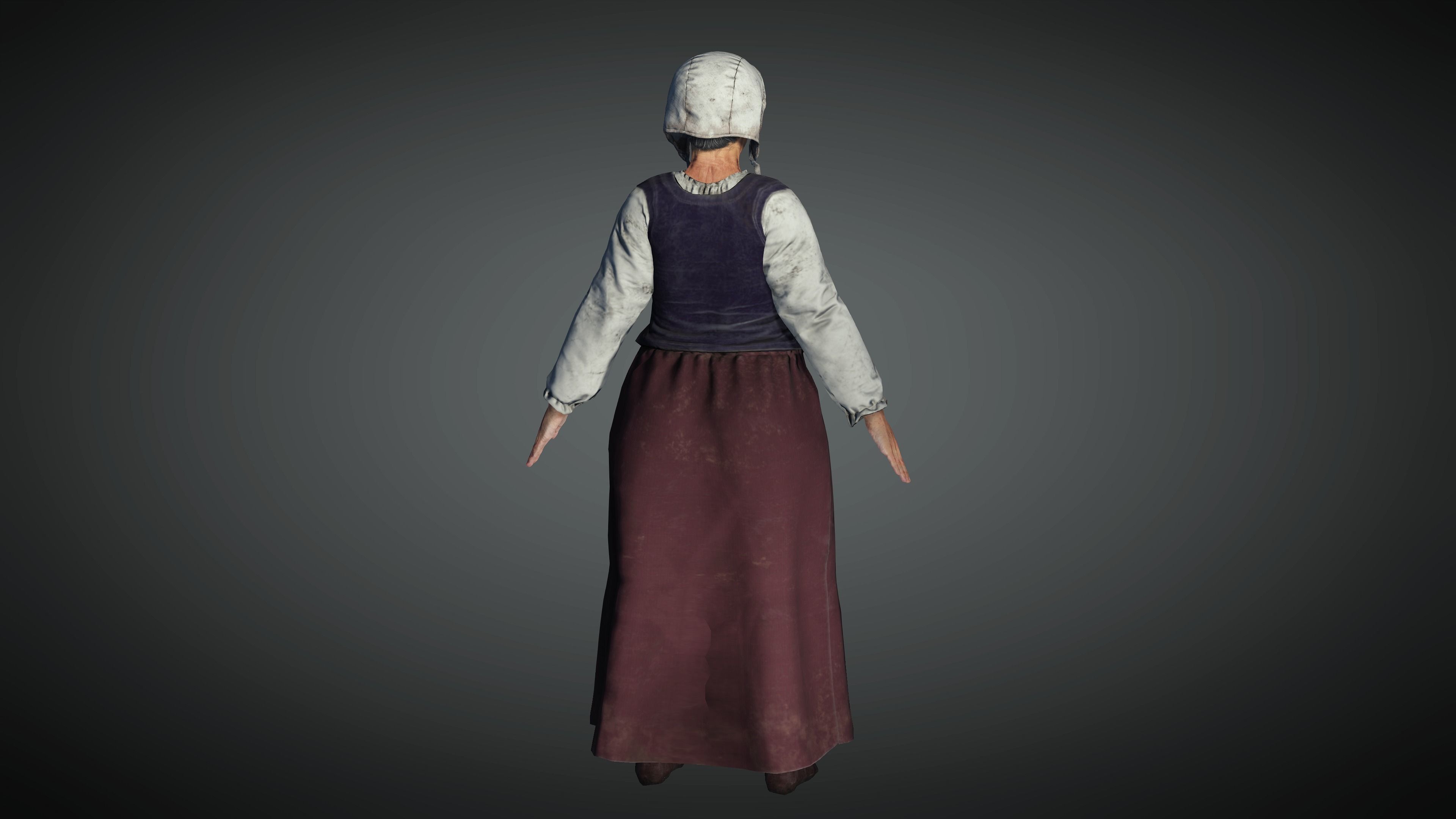 AAA Medieval Female Character 04 Low-poly 3D model_8