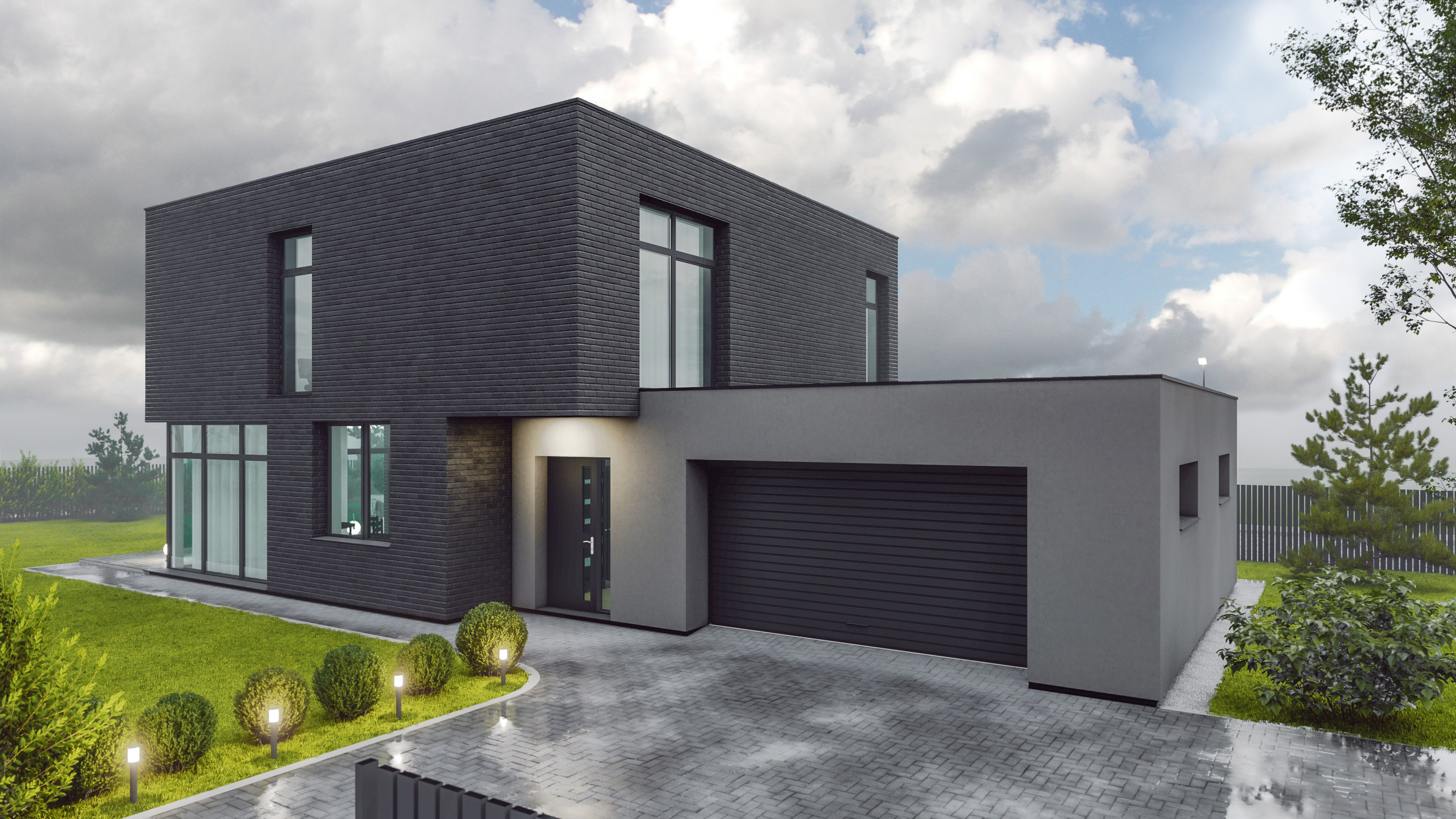 Modern two storey house archicad sketchup and Lumion 11 scene 3D model_1