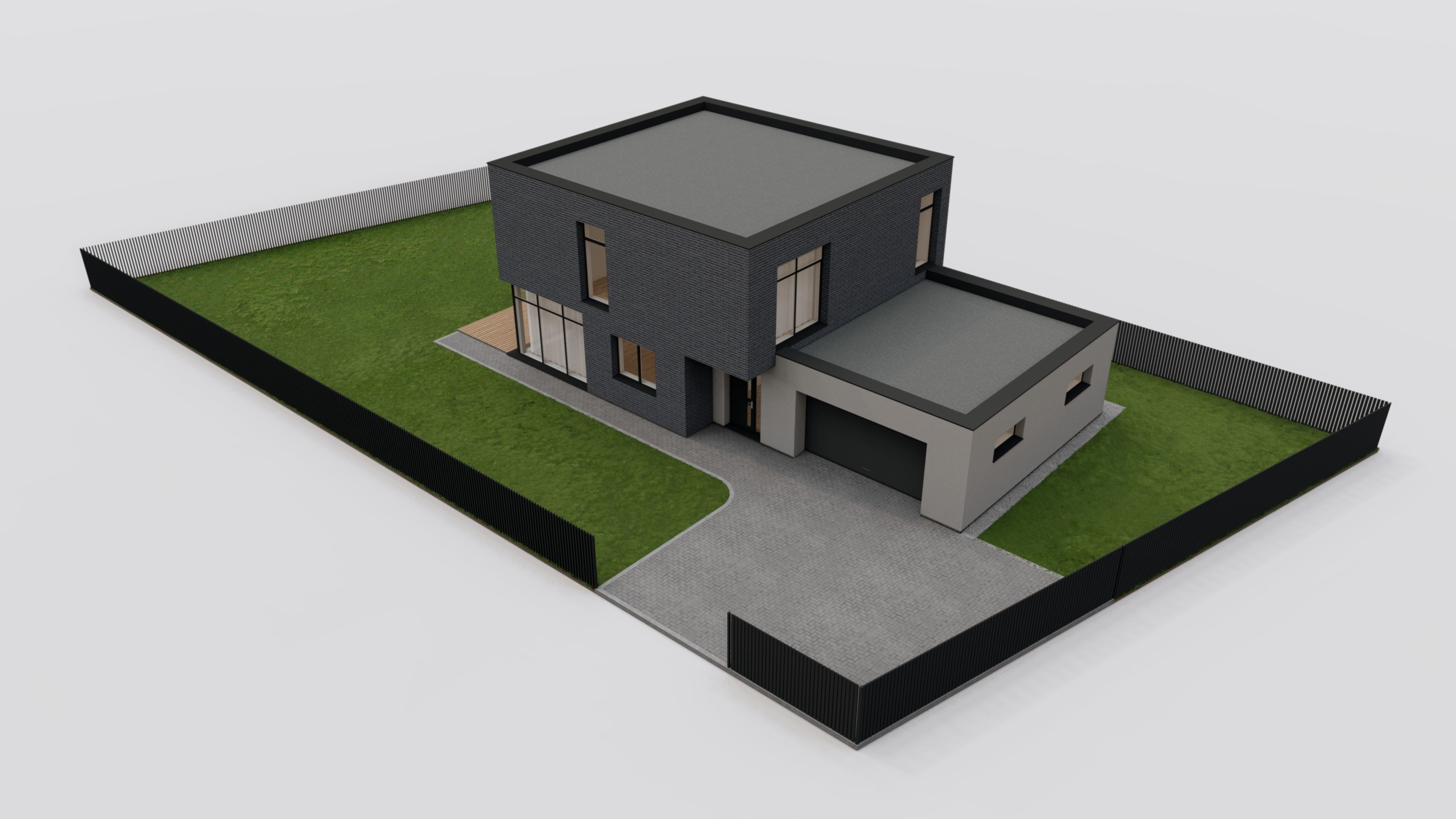 Modern two storey house archicad sketchup and Lumion 11 scene 3D model_4