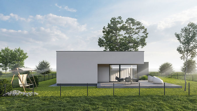 Modern house archicad sketchup model and Lumion 11 scene  3D model 7