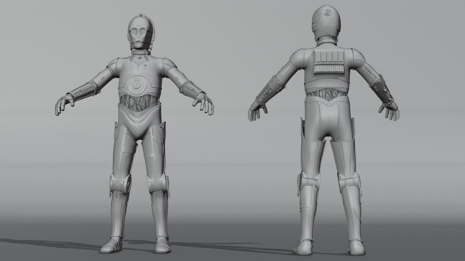 C-3PO Model -Rigged and Textured Low-poly 3D model_9