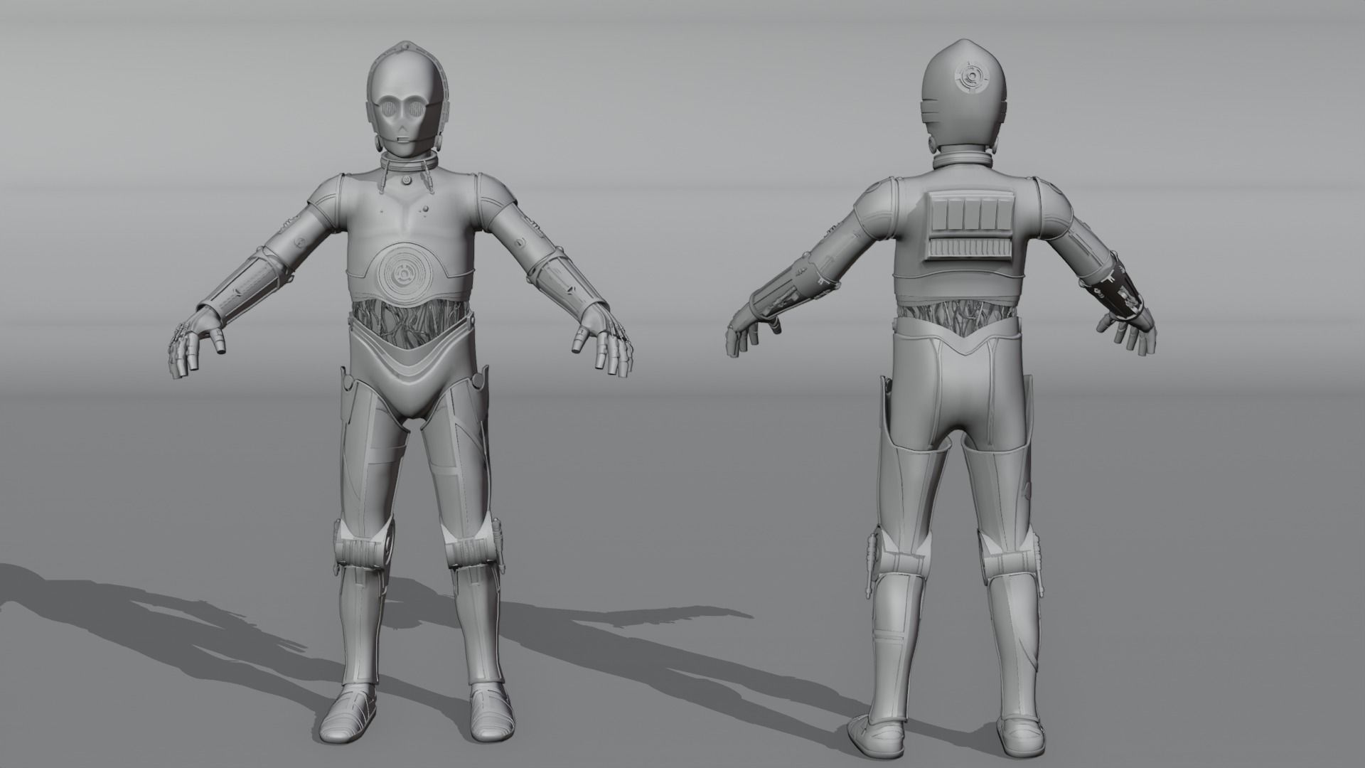 C-3PO Model -Rigged and Textured Low-poly 3D model_10