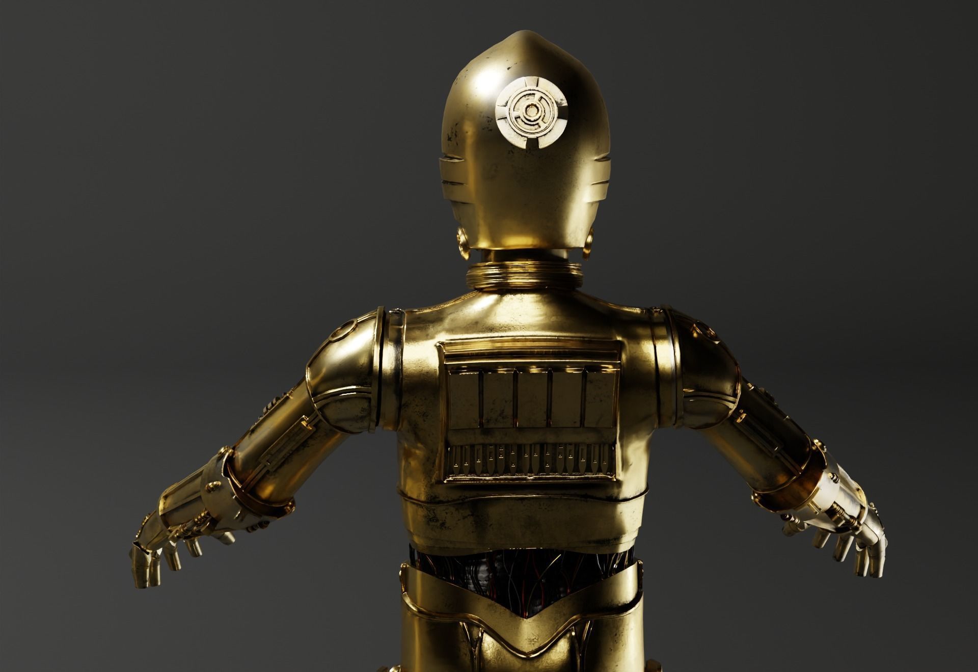 C-3PO Model -Rigged and Textured Low-poly 3D model_4