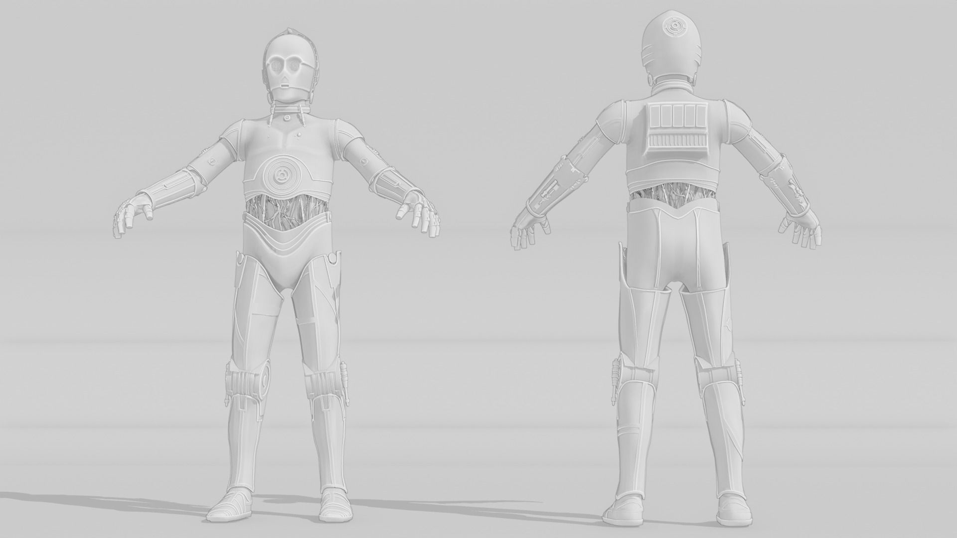 C-3PO Model -Rigged and Textured Low-poly 3D model_14