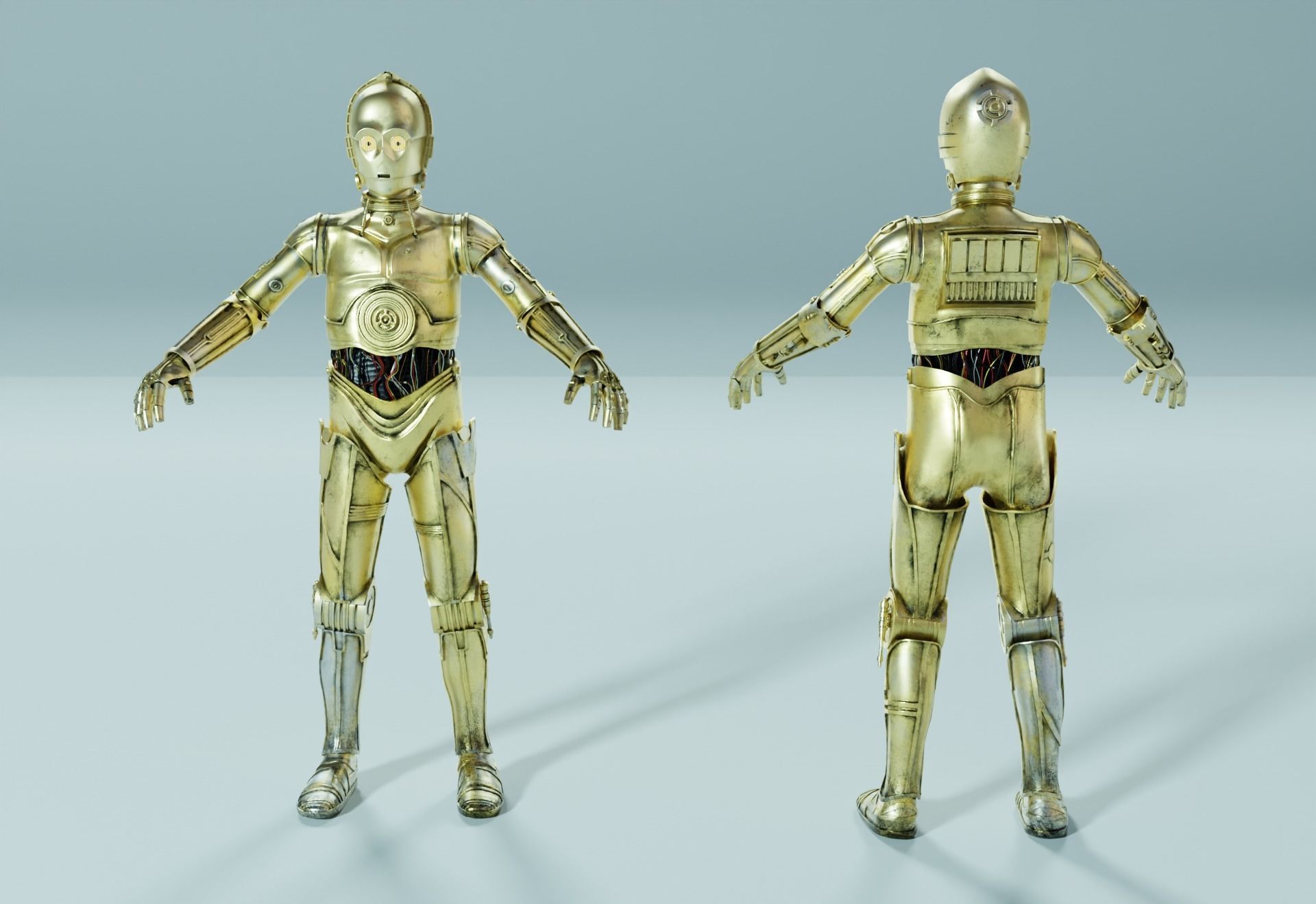 C-3PO Model -Rigged and Textured Low-poly 3D model_1