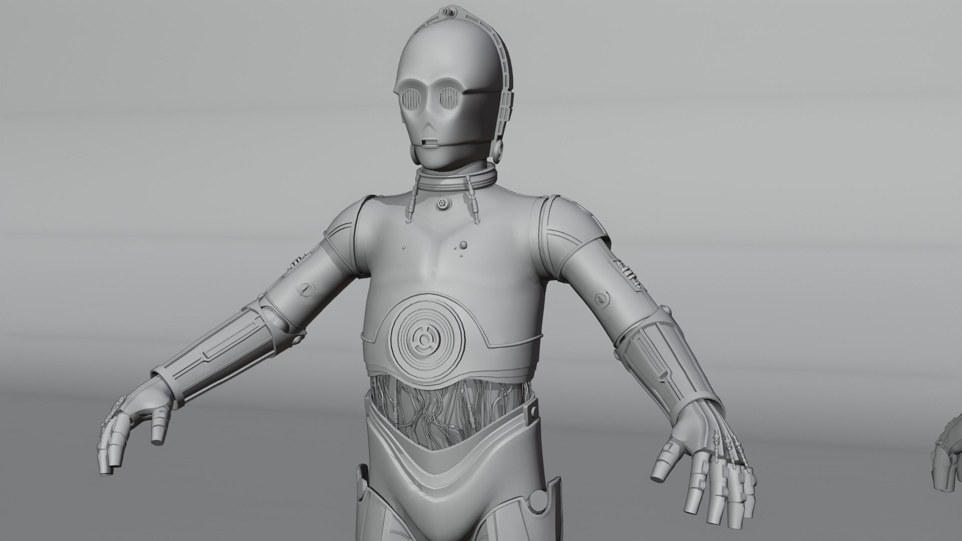 C-3PO Model -Rigged and Textured Low-poly 3D model_7