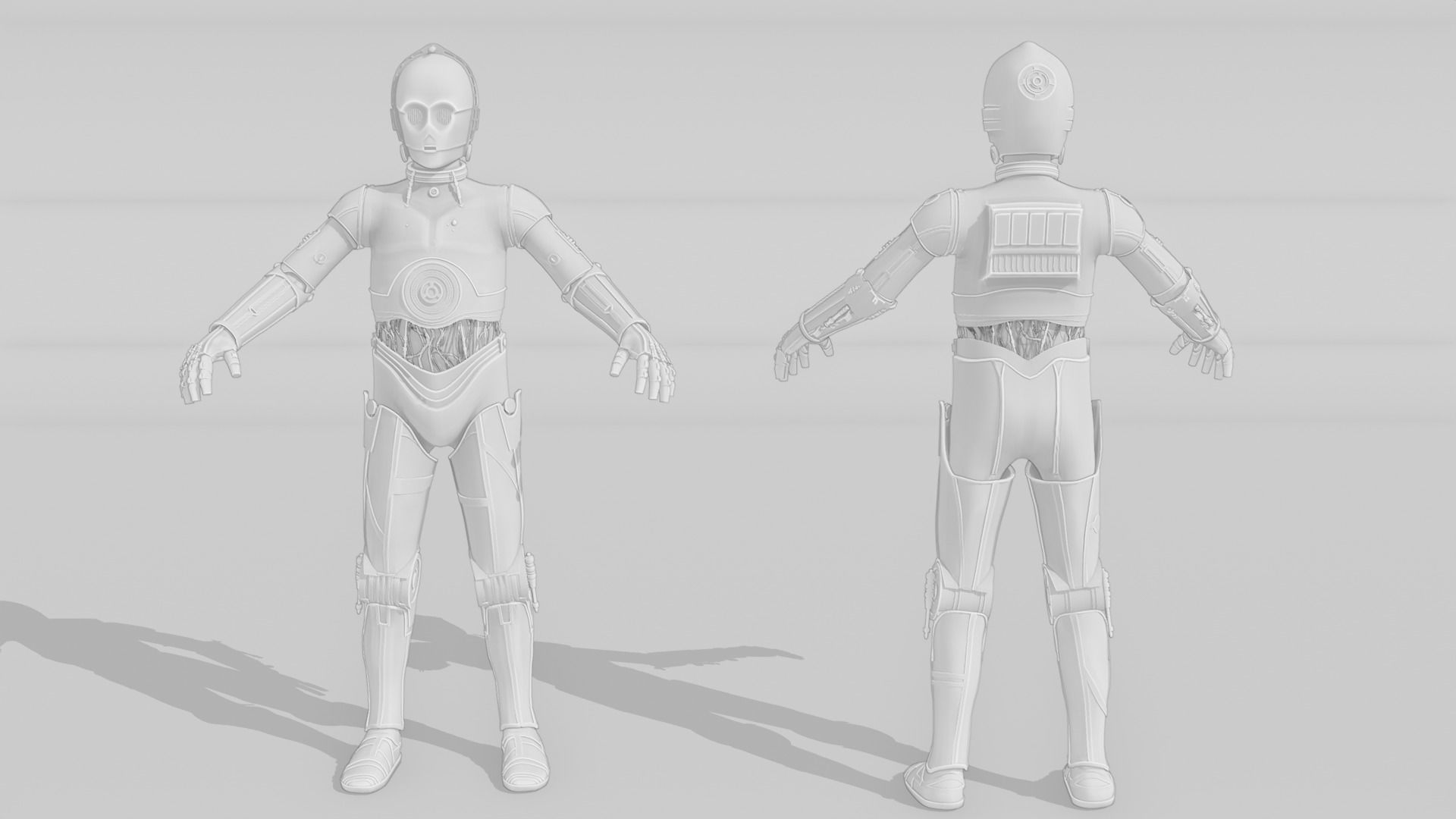 C-3PO Model -Rigged and Textured Low-poly 3D model_15