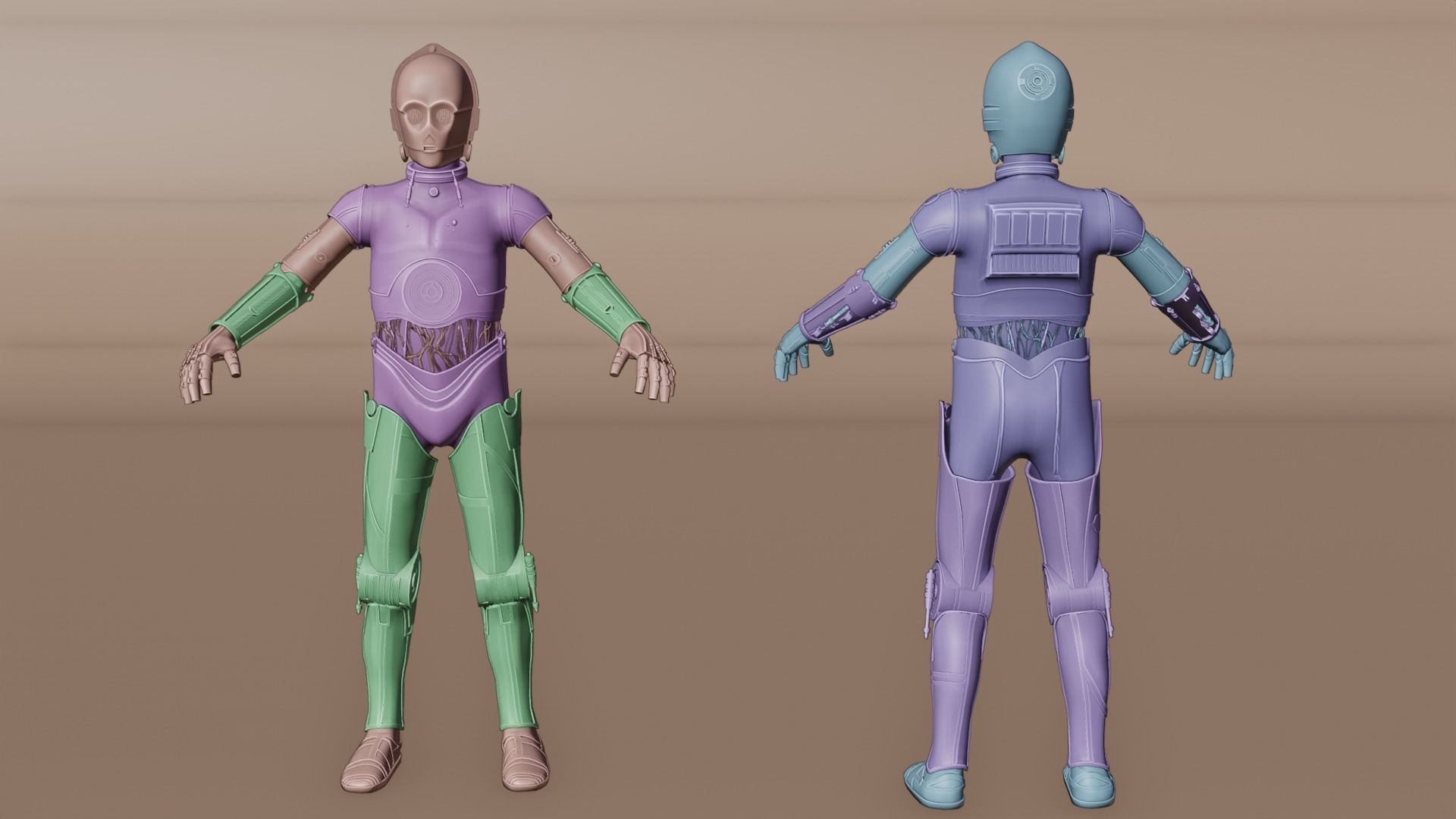 C-3PO Model -Rigged and Textured Low-poly 3D model_12