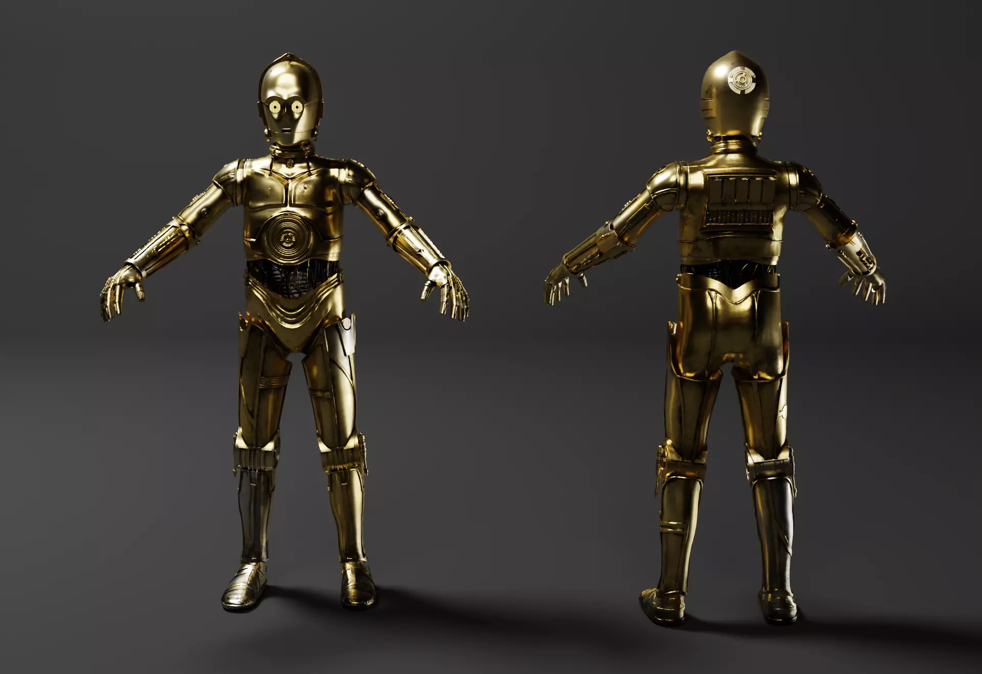 C-3PO Model -Rigged and Textured Low-poly 3D model_0