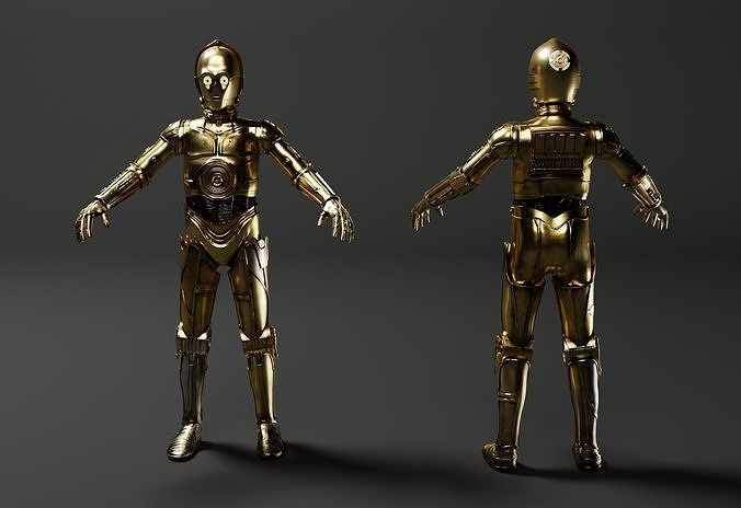 C-3PO Model -Rigged and Textured Low-poly 3D model