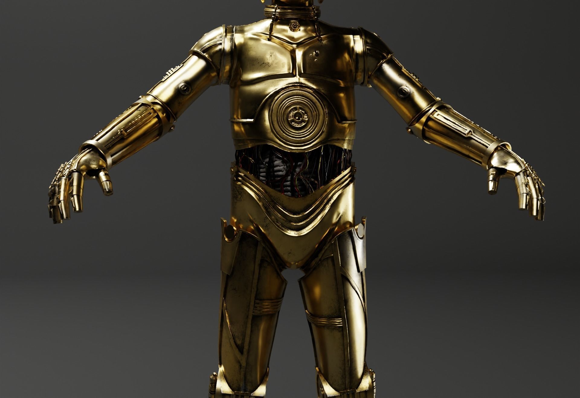 C-3PO Model -Rigged and Textured Low-poly 3D model_5