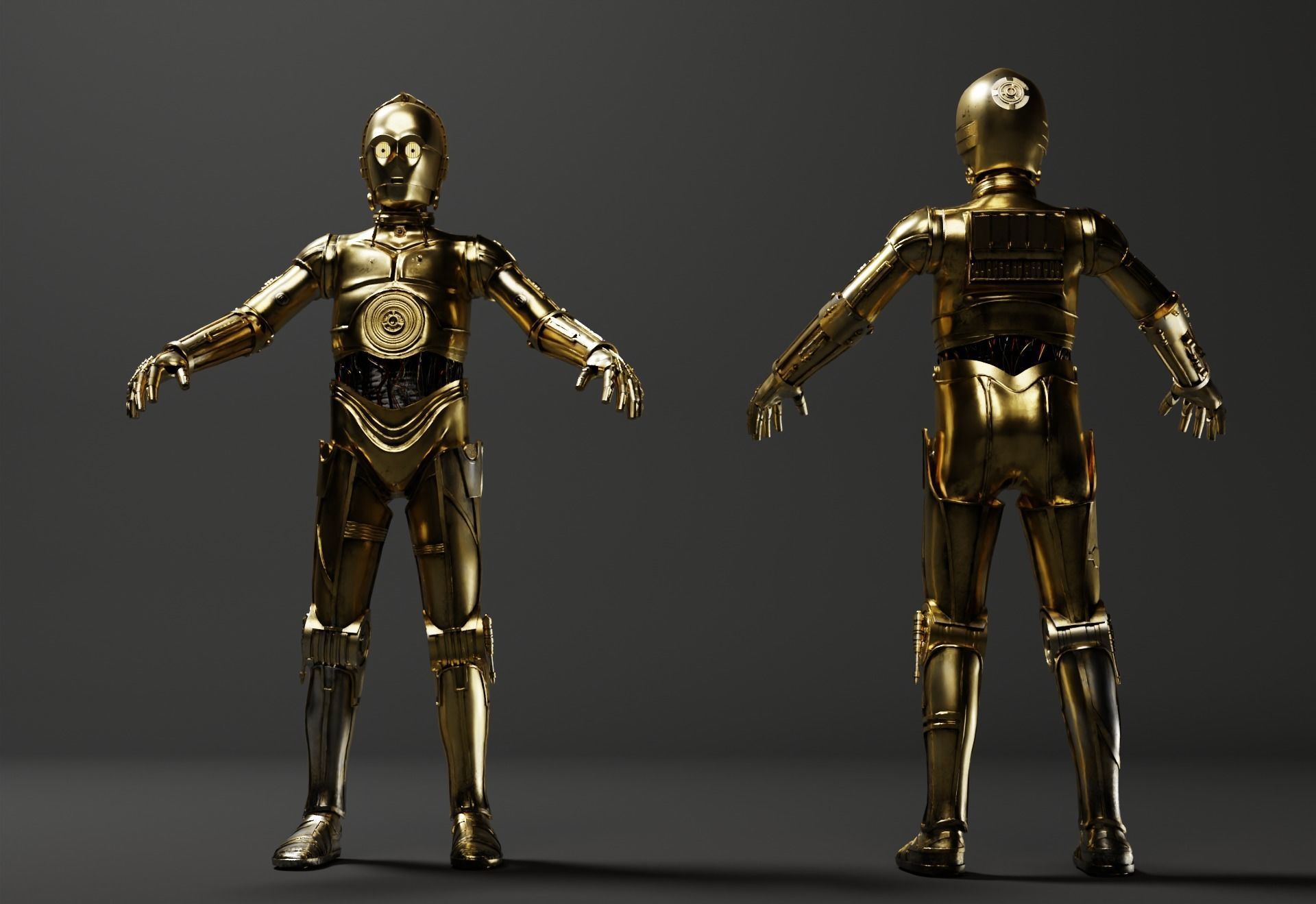 C-3PO Model -Rigged and Textured Low-poly 3D model_3