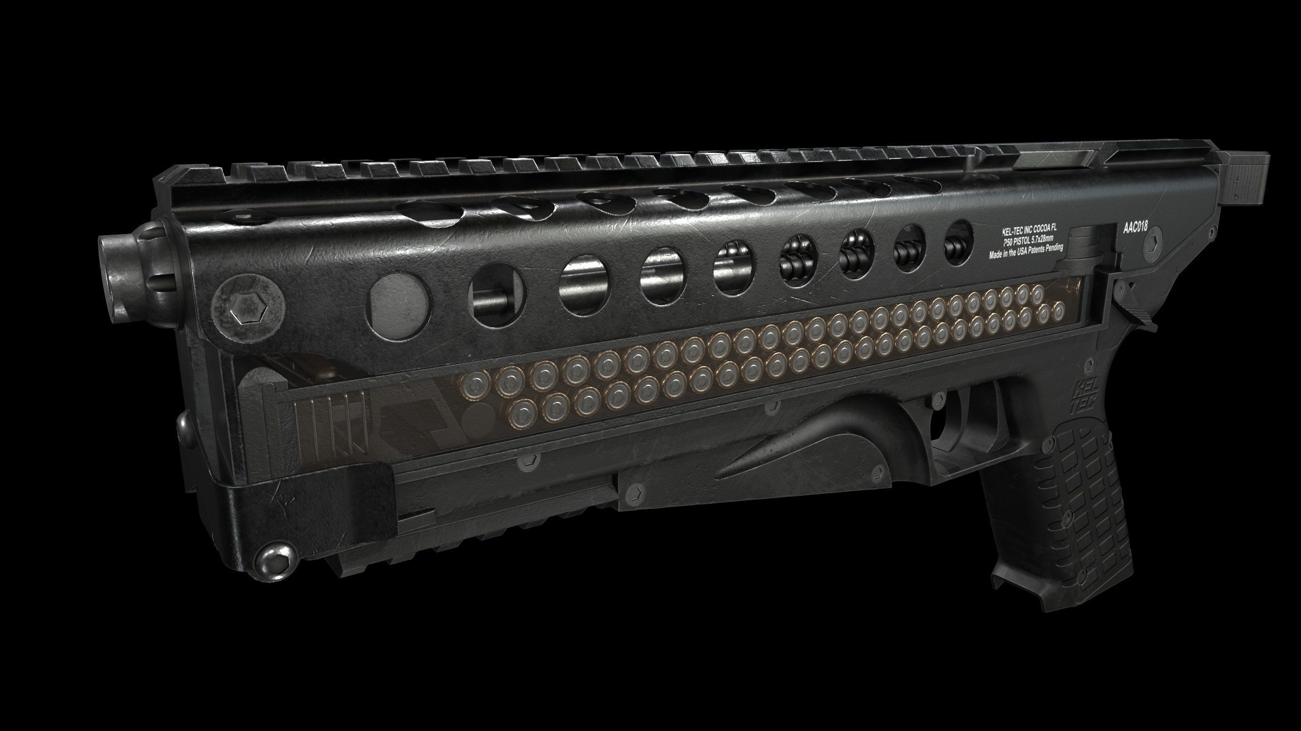 KelTec P50 Modern Gun Low-poly 3D model_4