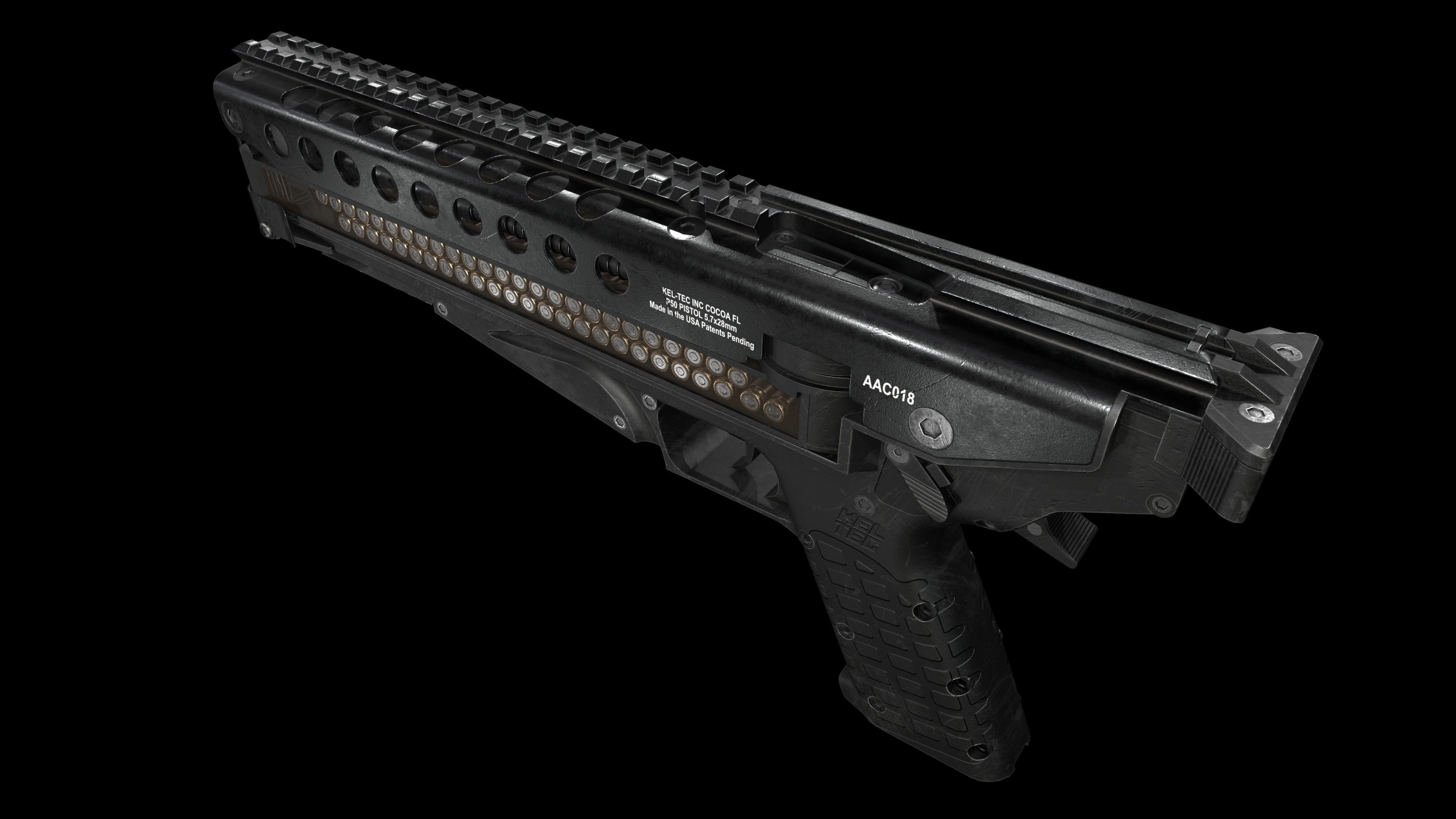 KelTec P50 Modern Gun Low-poly 3D model_1