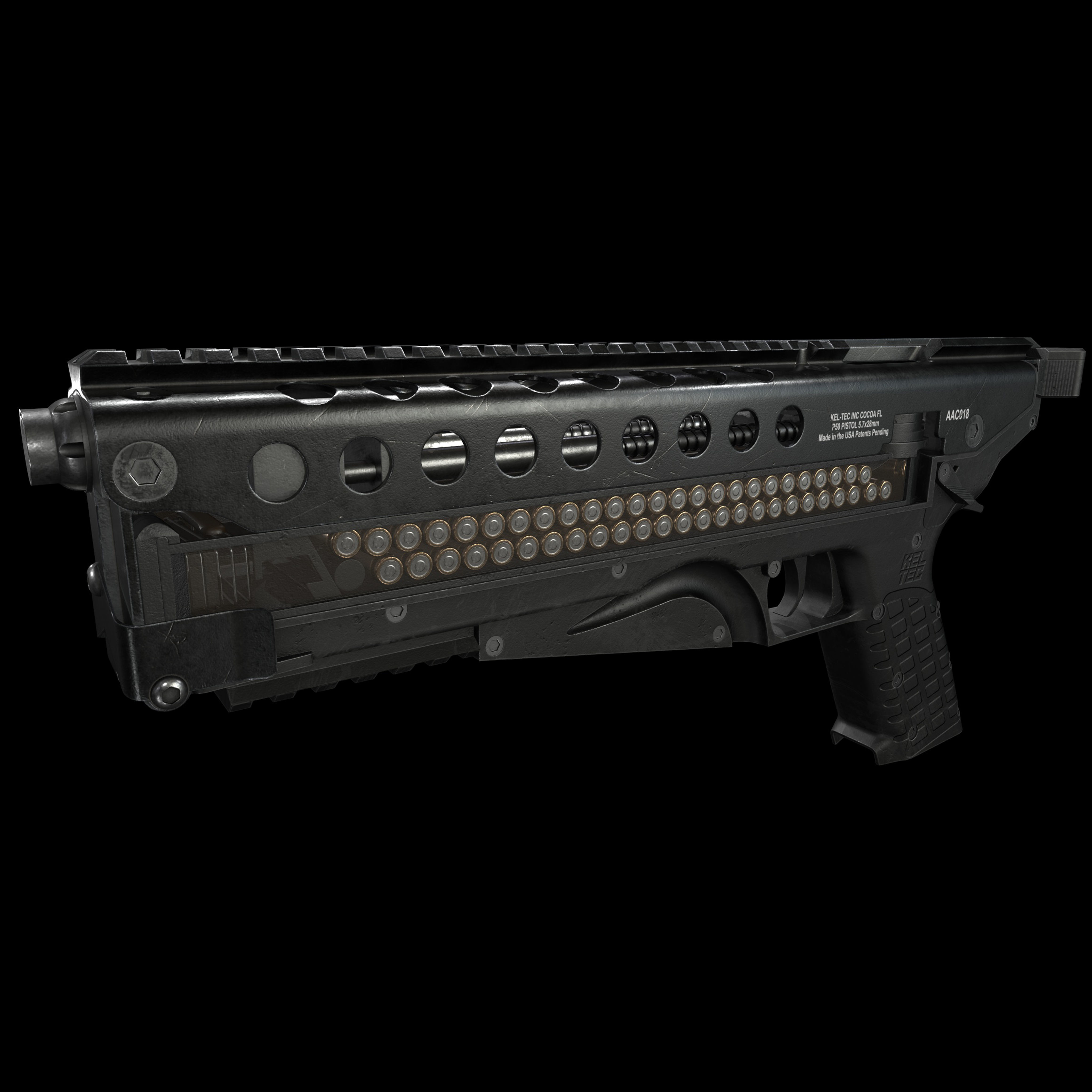 KelTec P50 Modern Gun Low-poly 3D model_9