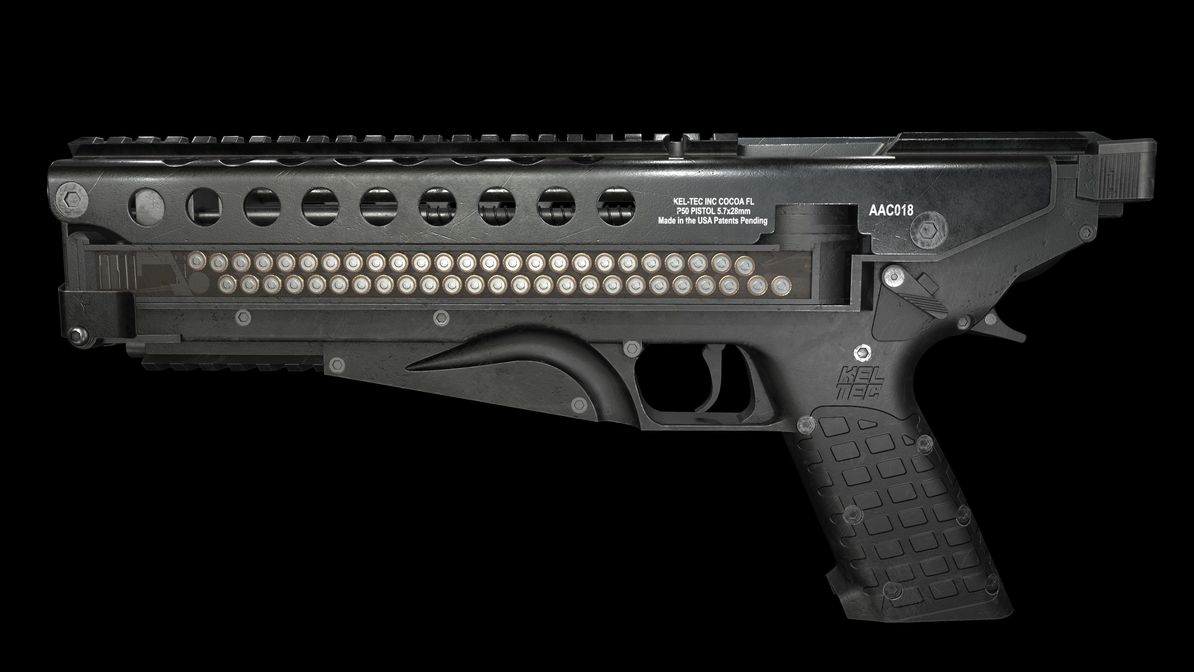 KelTec P50 Modern Gun Low-poly 3D model_6