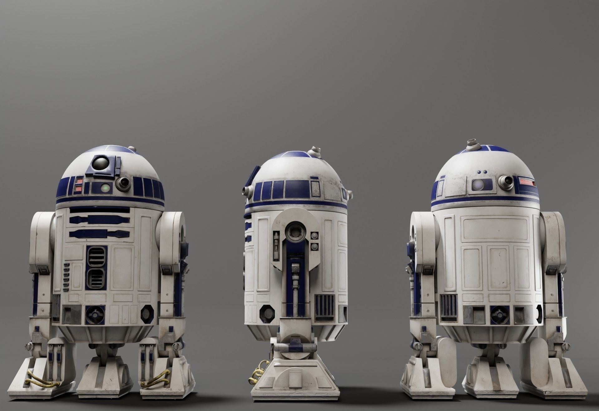 Low poly R2-D2 Model -Rigged and Textured Low-poly 3D model_5