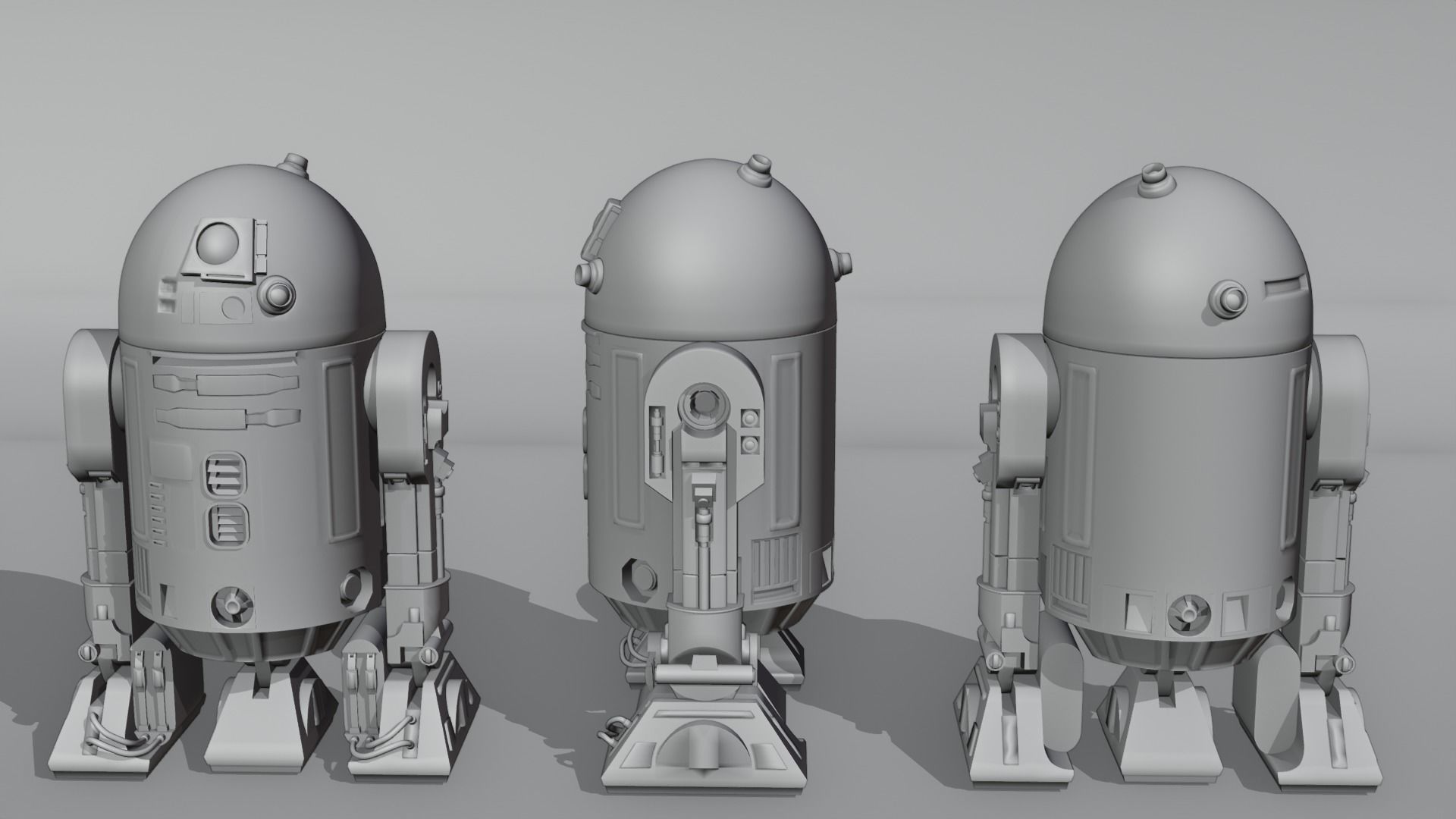 Low poly R2-D2 Model -Rigged and Textured Low-poly 3D model_13