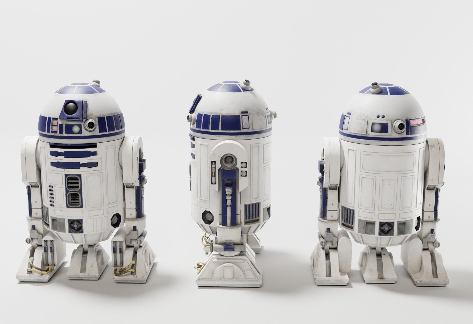 Low poly R2-D2 Model -Rigged and Textured Low-poly 3D model_6