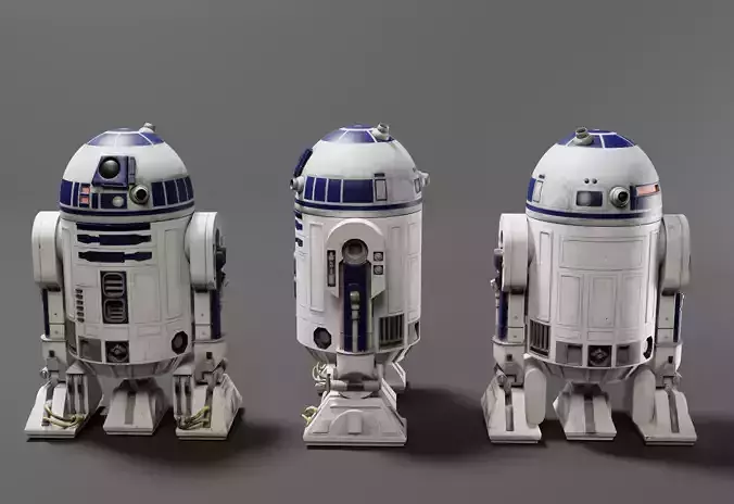 Low poly R2-D2 Model -Rigged and Textured Low-poly 3D model