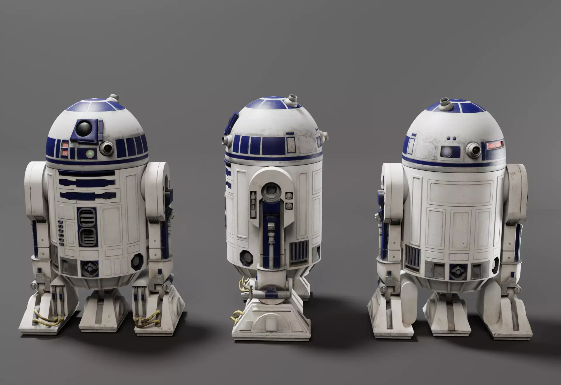 Low poly R2-D2 Model -Rigged and Textured Low-poly 3D model_0