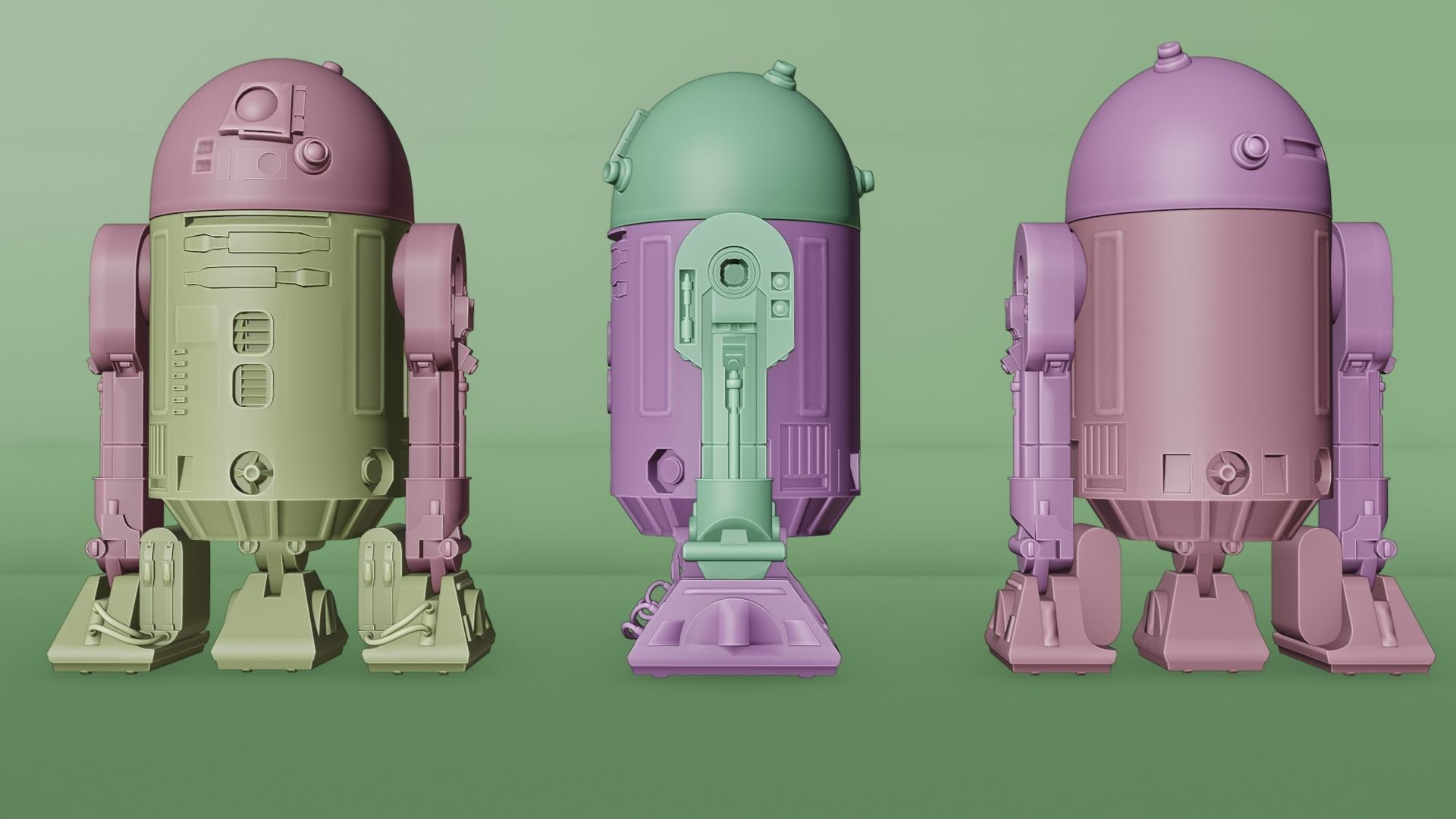 Low poly R2-D2 Model -Rigged and Textured Low-poly 3D model_15