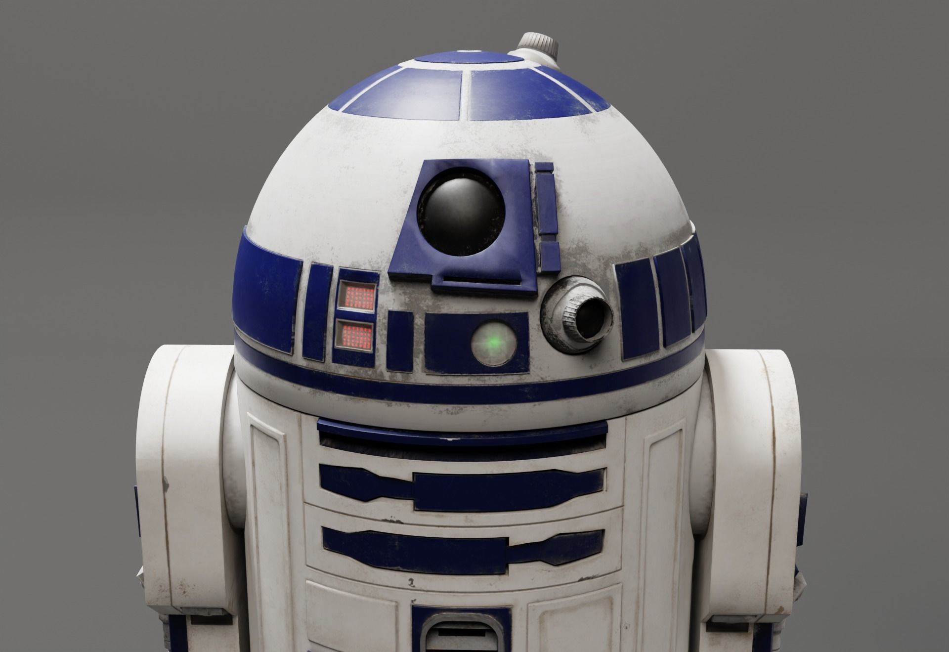 Low poly R2-D2 Model -Rigged and Textured Low-poly 3D model_2