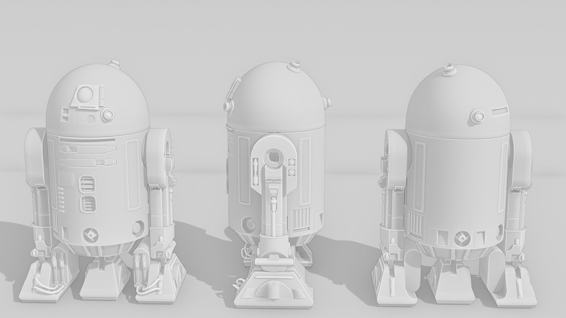 Low poly R2-D2 Model -Rigged and Textured Low-poly 3D model_17