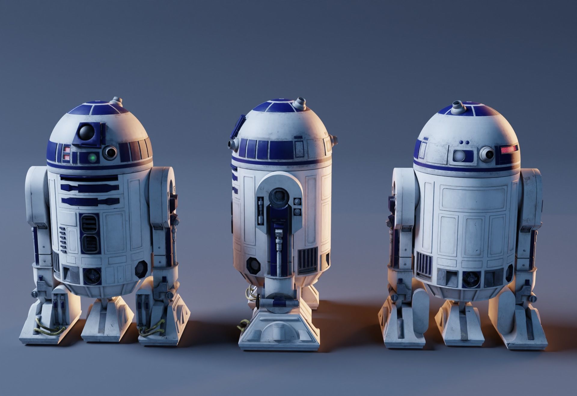 Low poly R2-D2 Model -Rigged and Textured Low-poly 3D model_1