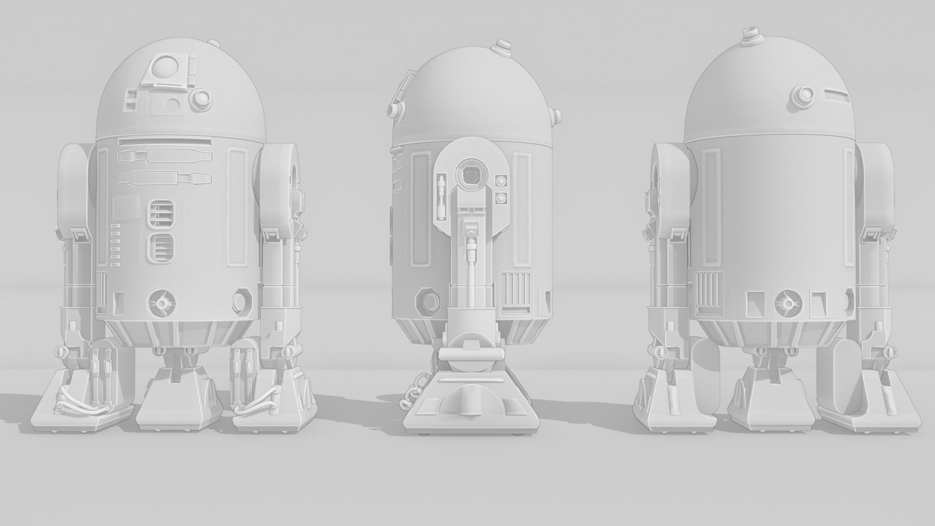 Low poly R2-D2 Model -Rigged and Textured Low-poly 3D model_16