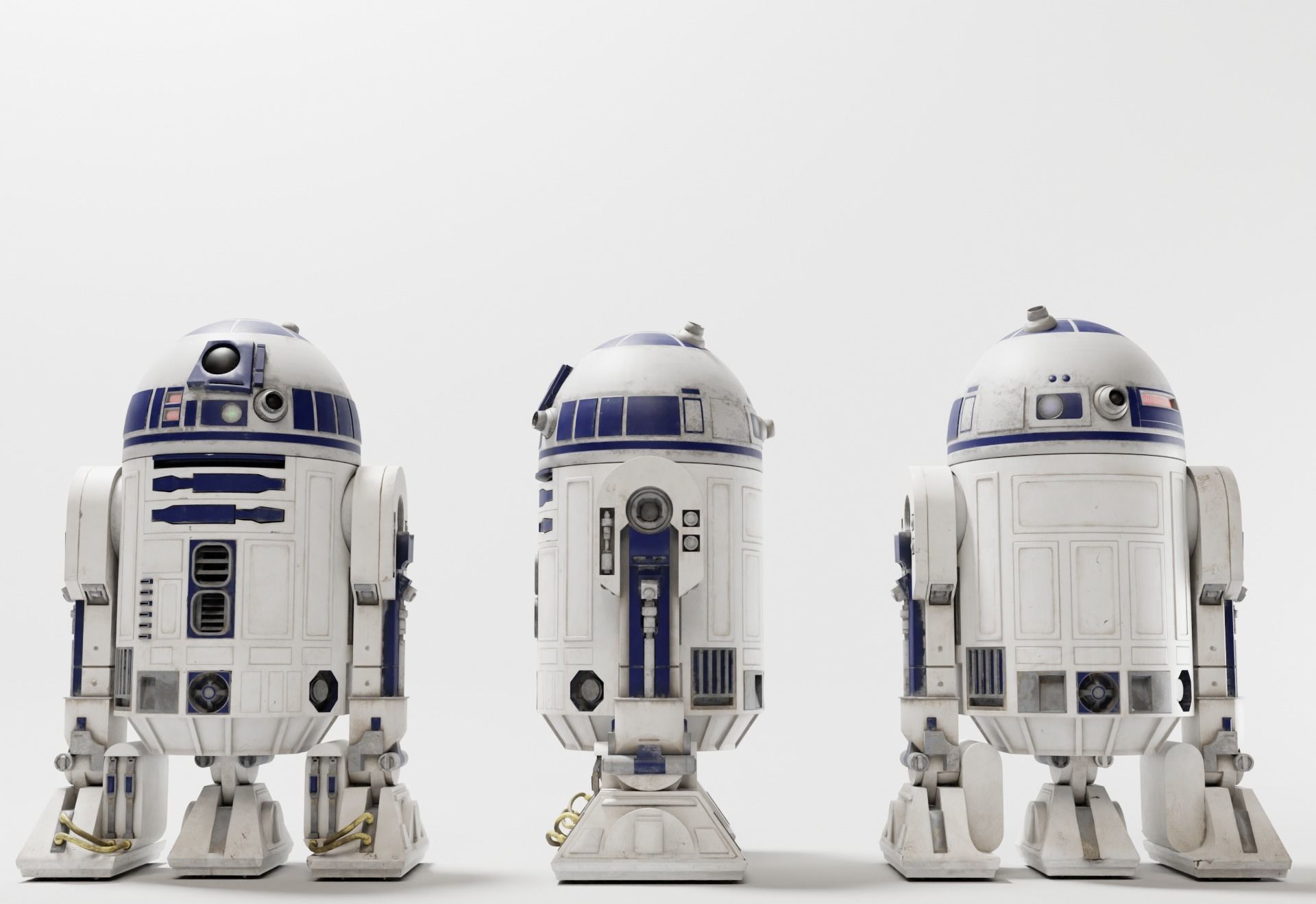 Low poly R2-D2 Model -Rigged and Textured Low-poly 3D model_8