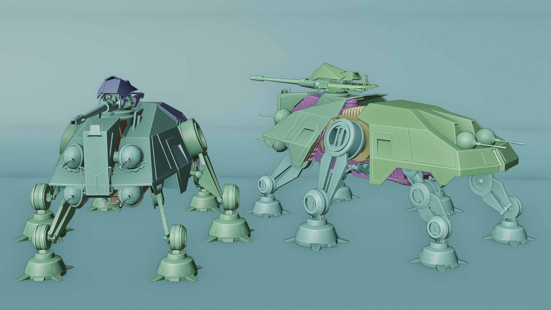 star wars republic walker Low-poly 3D model_11