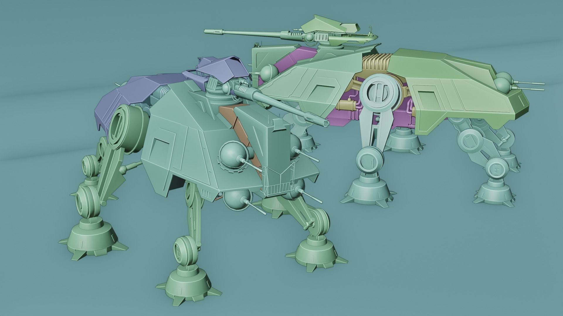 star wars republic walker Low-poly 3D model_12