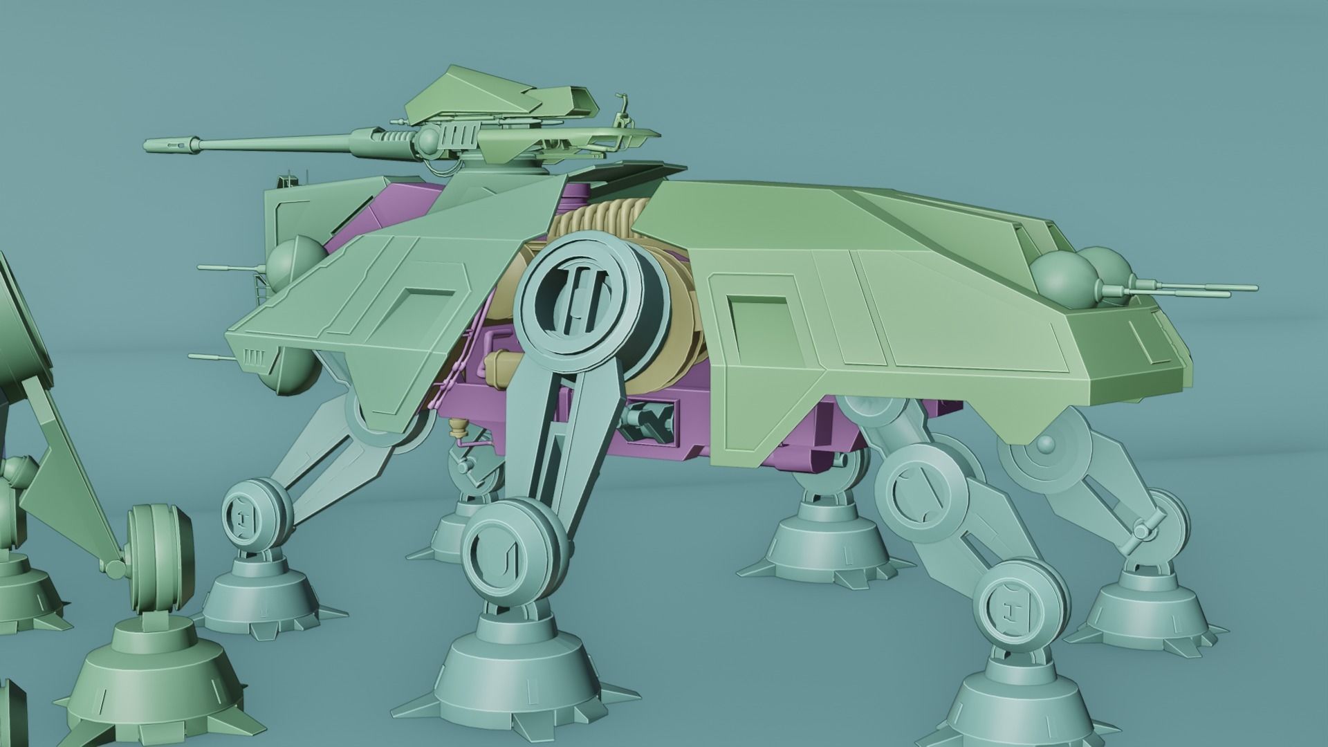 star wars republic walker Low-poly 3D model_13