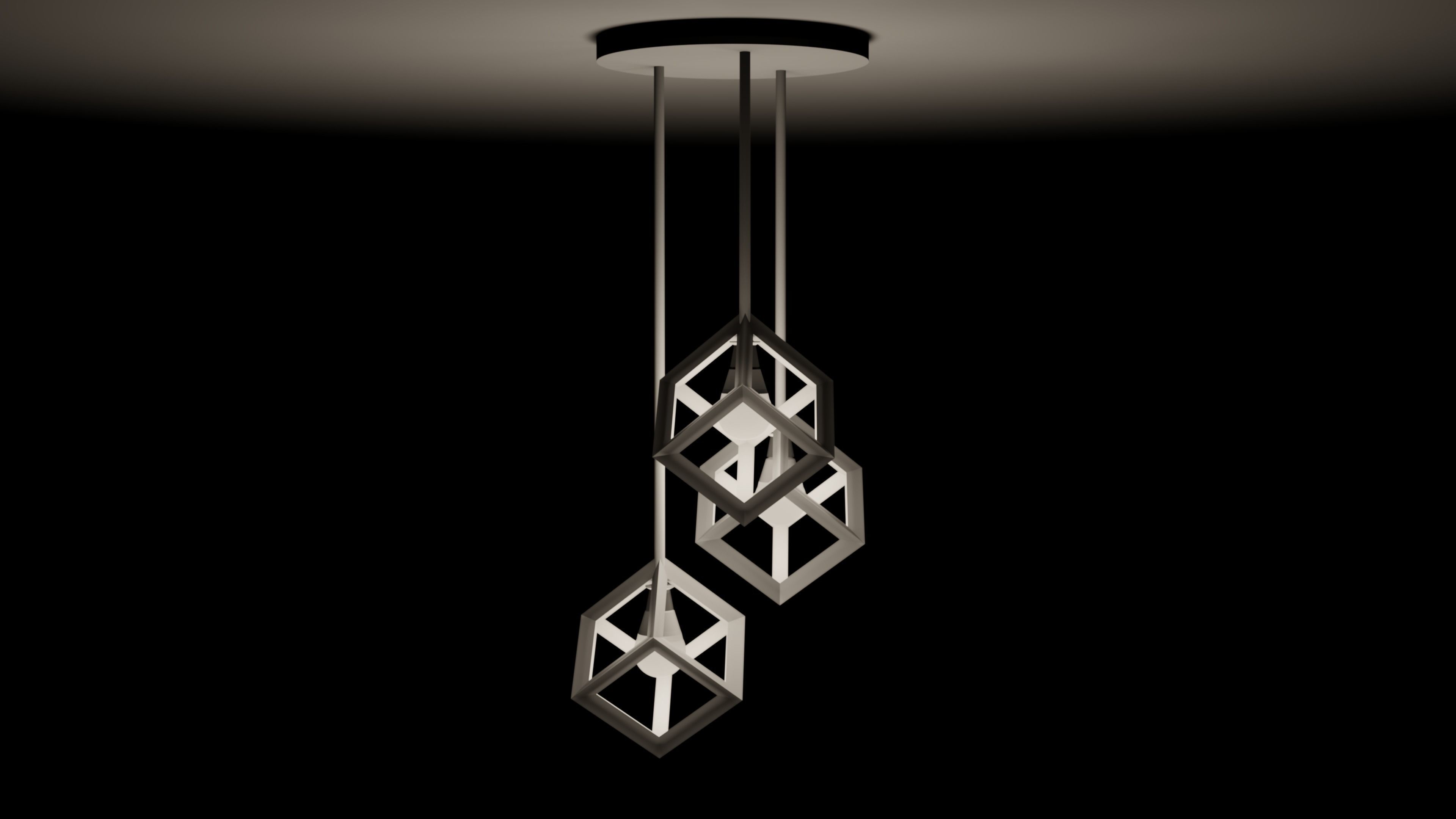 Modern Square Chandelier 3D model_3