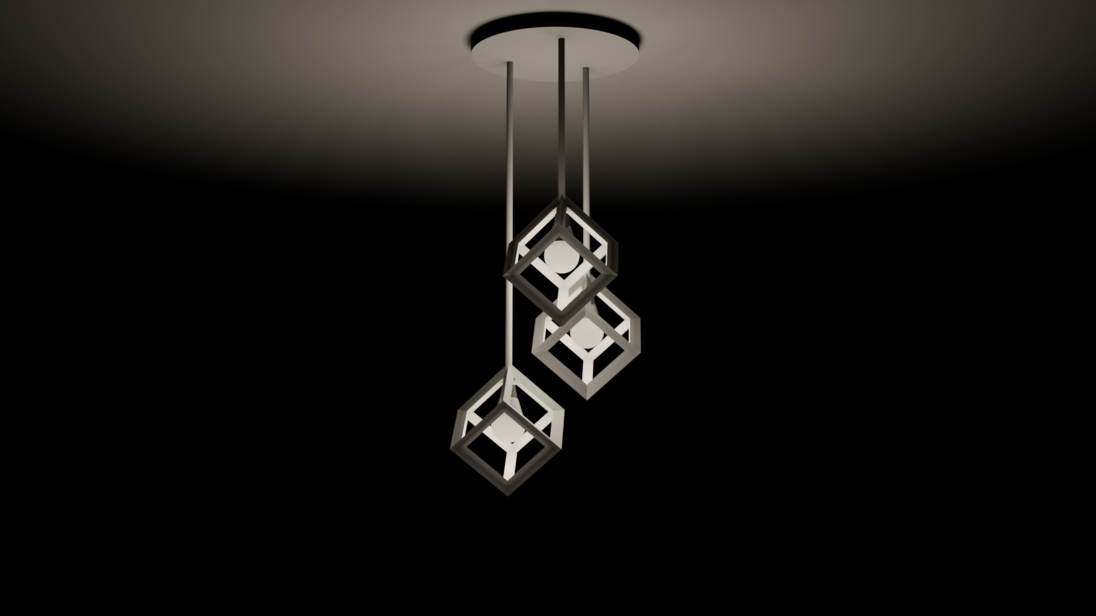Modern Square Chandelier 3D model_2