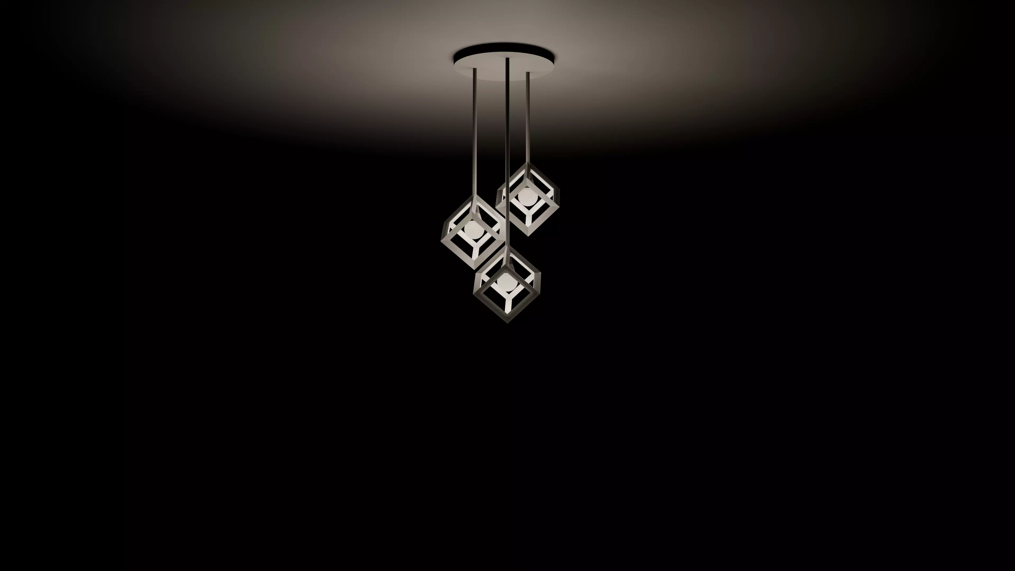 Modern Square Chandelier 3D model_0