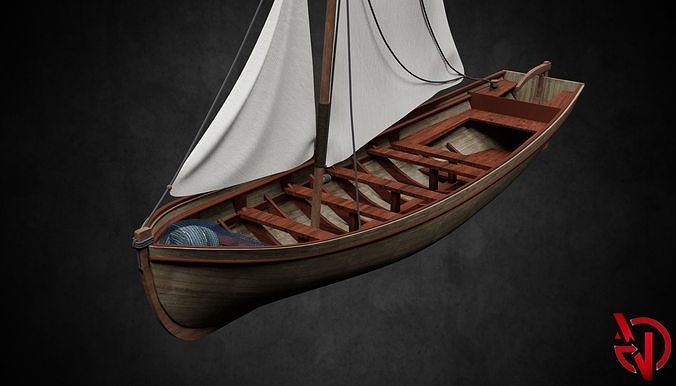 Pirate Boat no textures Low-poly 3D model