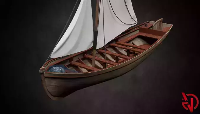 Pirate Boat no textures Low-poly 3D model