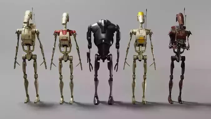 Star wars Battle Droids Low-poly 3D model