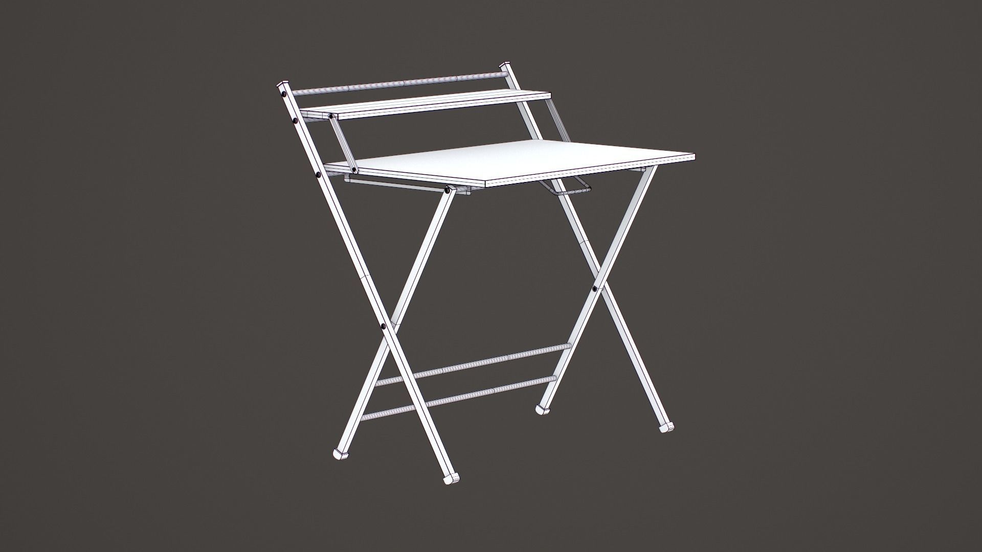 Futura folding study Table white finish Low-poly 3D model_7