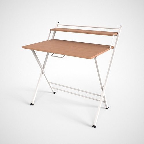 Futura folding study Table white finish Low-poly 3D model