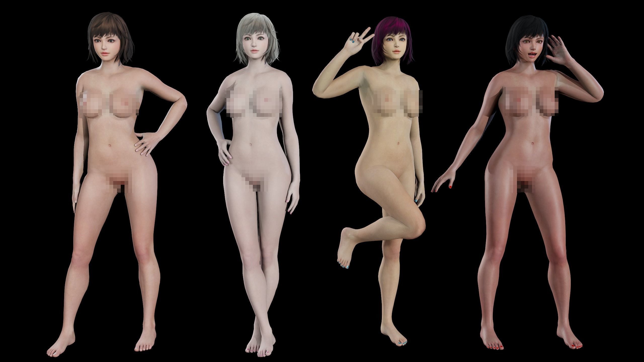 Nude Girl Low-poly 3D model_2
