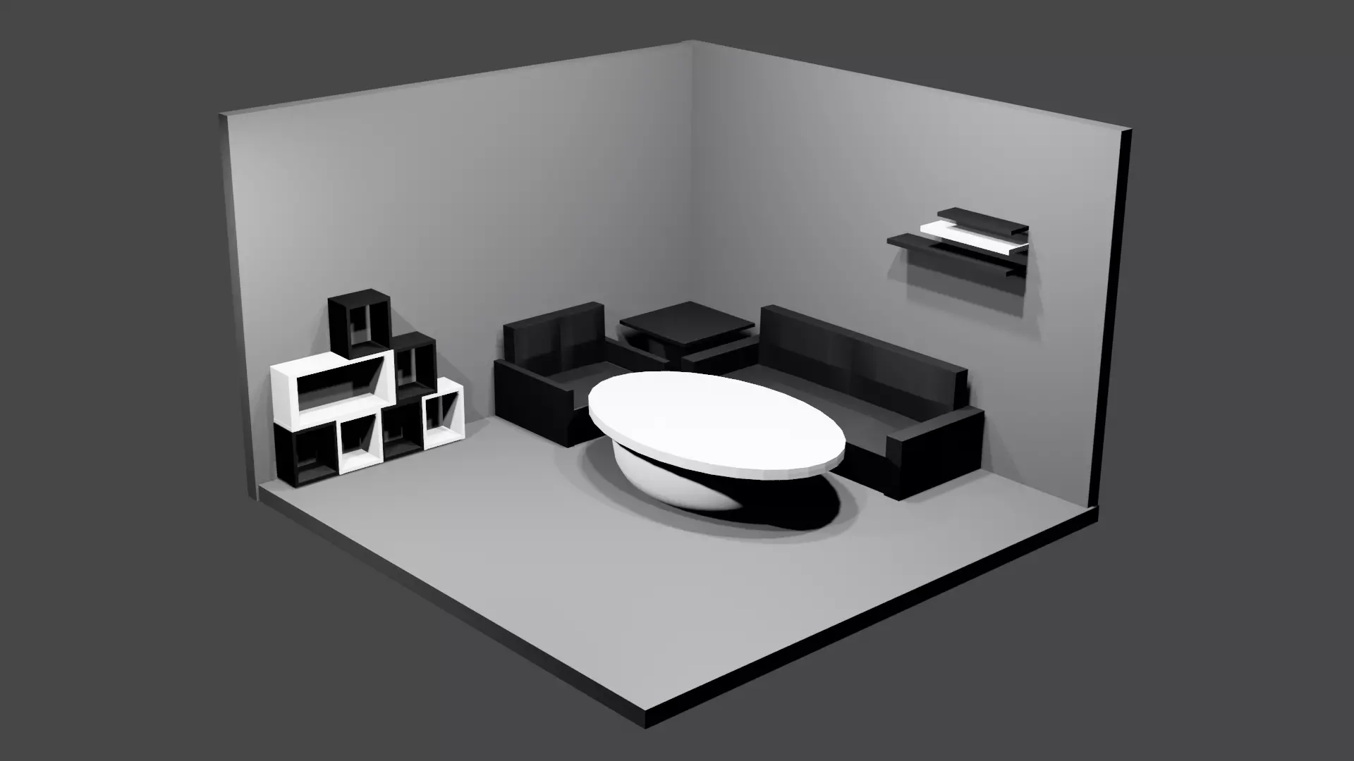 Hall the black and white  3D print model_0